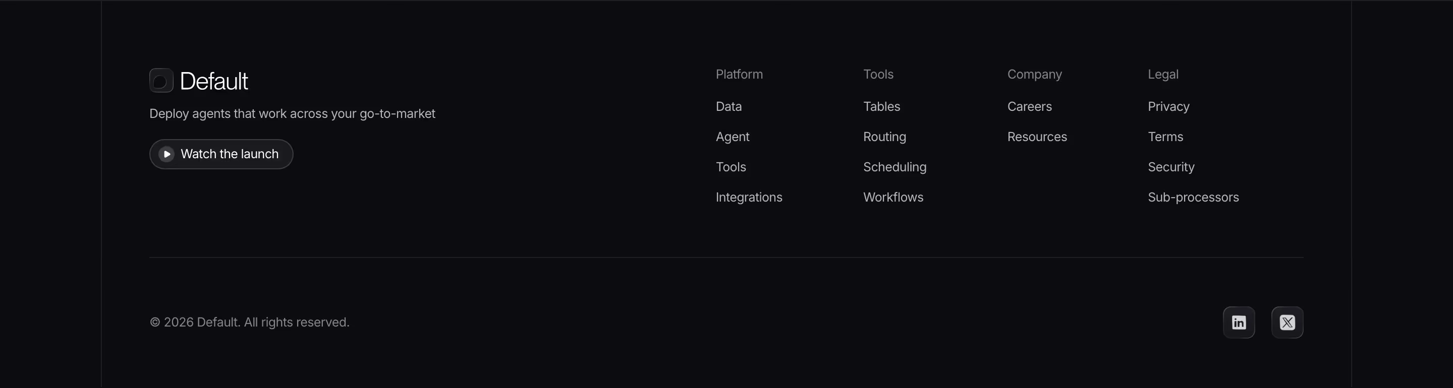 Default Footers section design