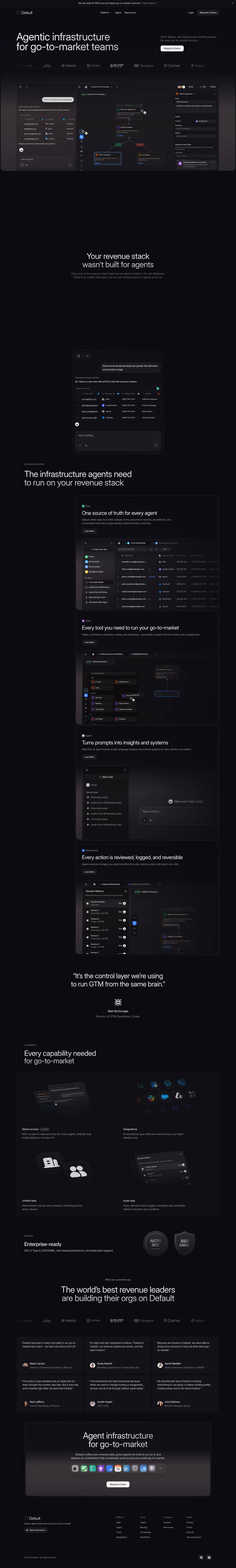 Default landing page design