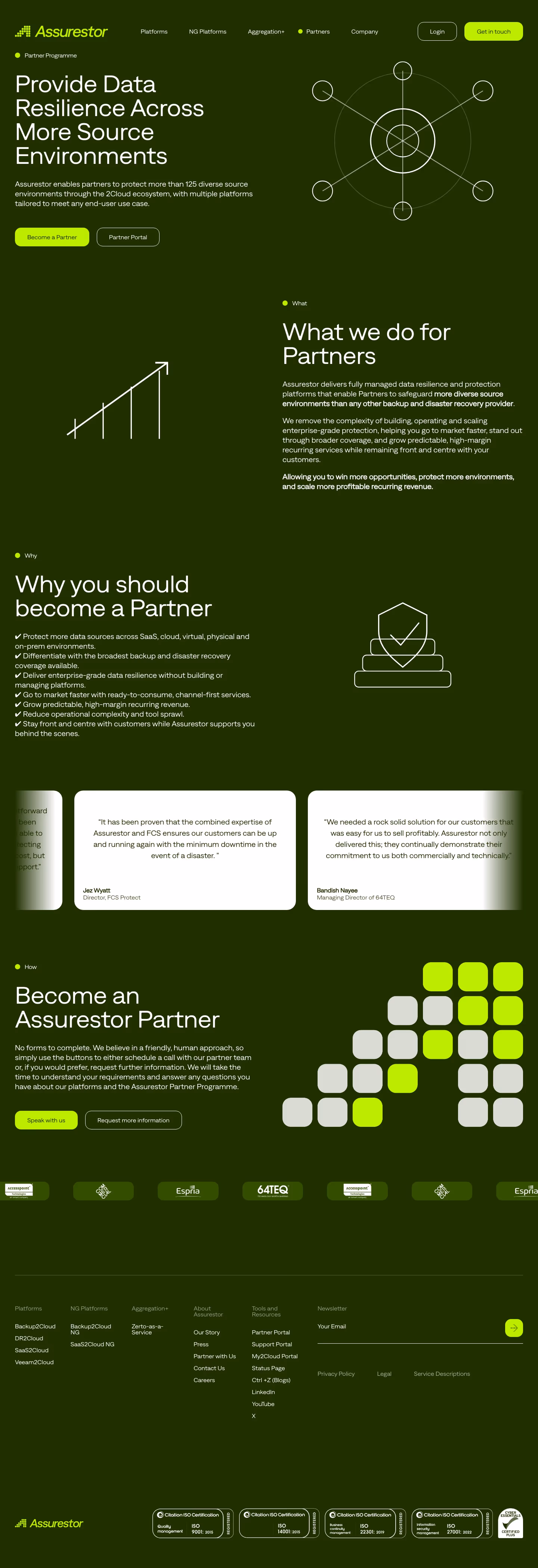 Assurestor Affiliate pages section design