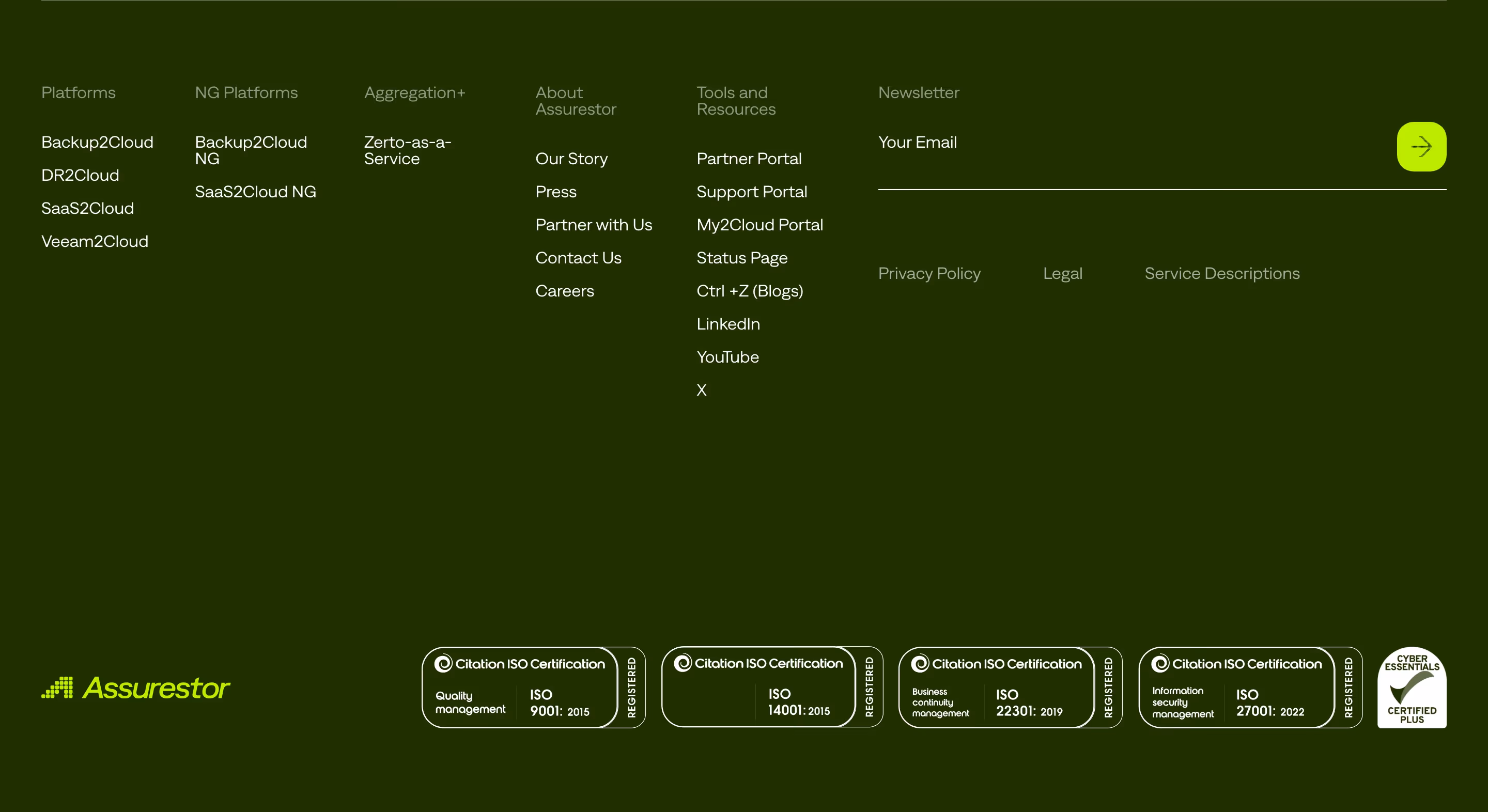 Assurestor Footers section design