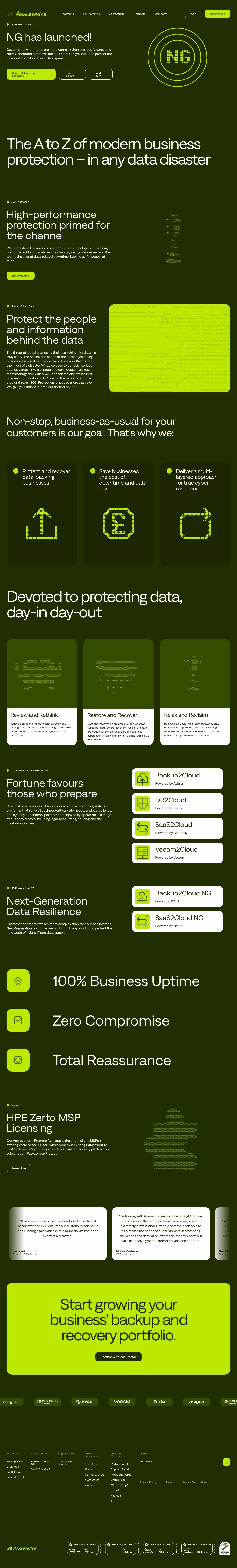 Assurestor landing page design — Infrastructure