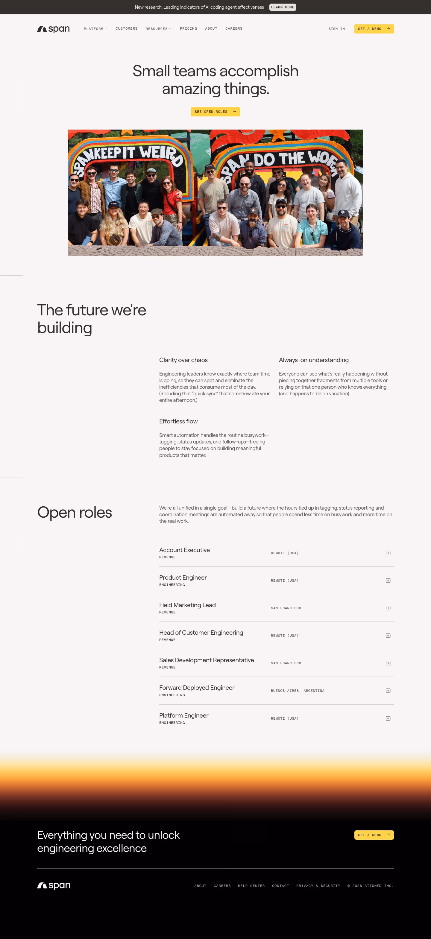 Span Careers pages section design