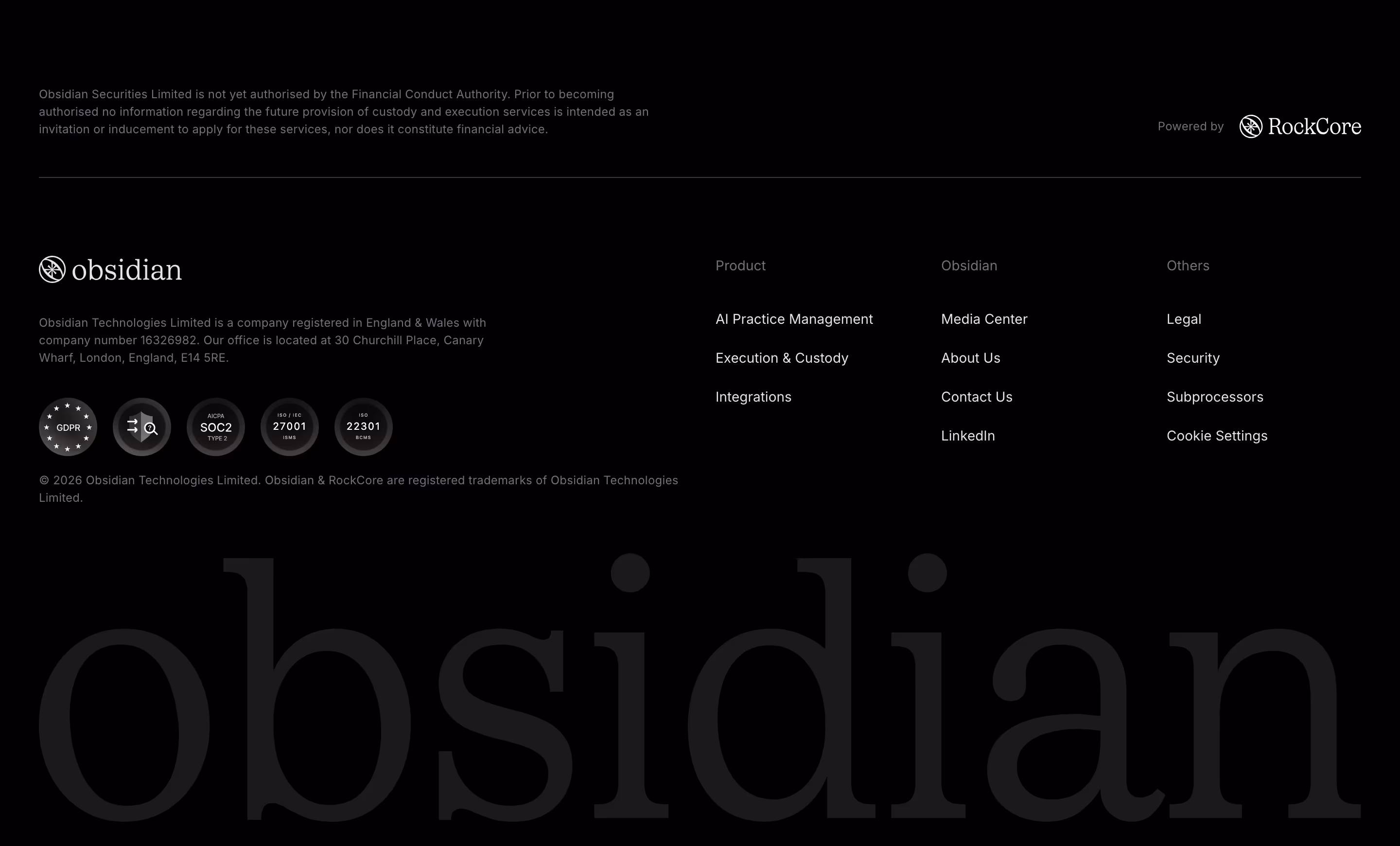 Obsidianos Footers section design