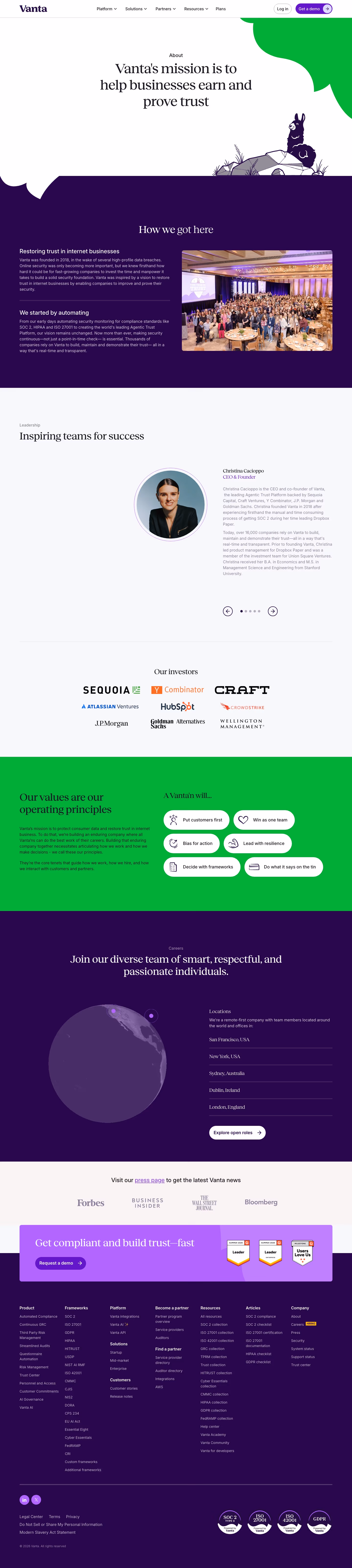 Vanta About Us section design