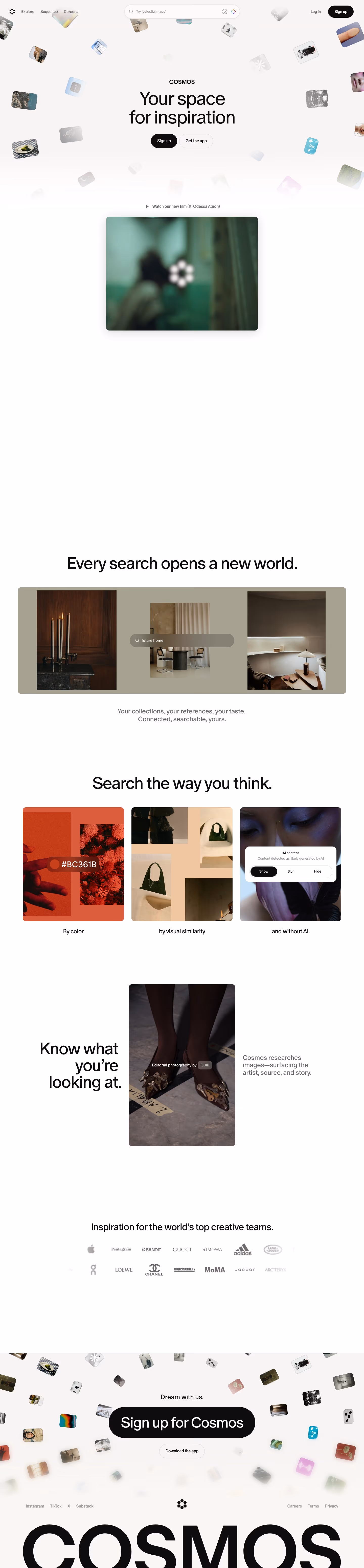 Cosmos landing page design