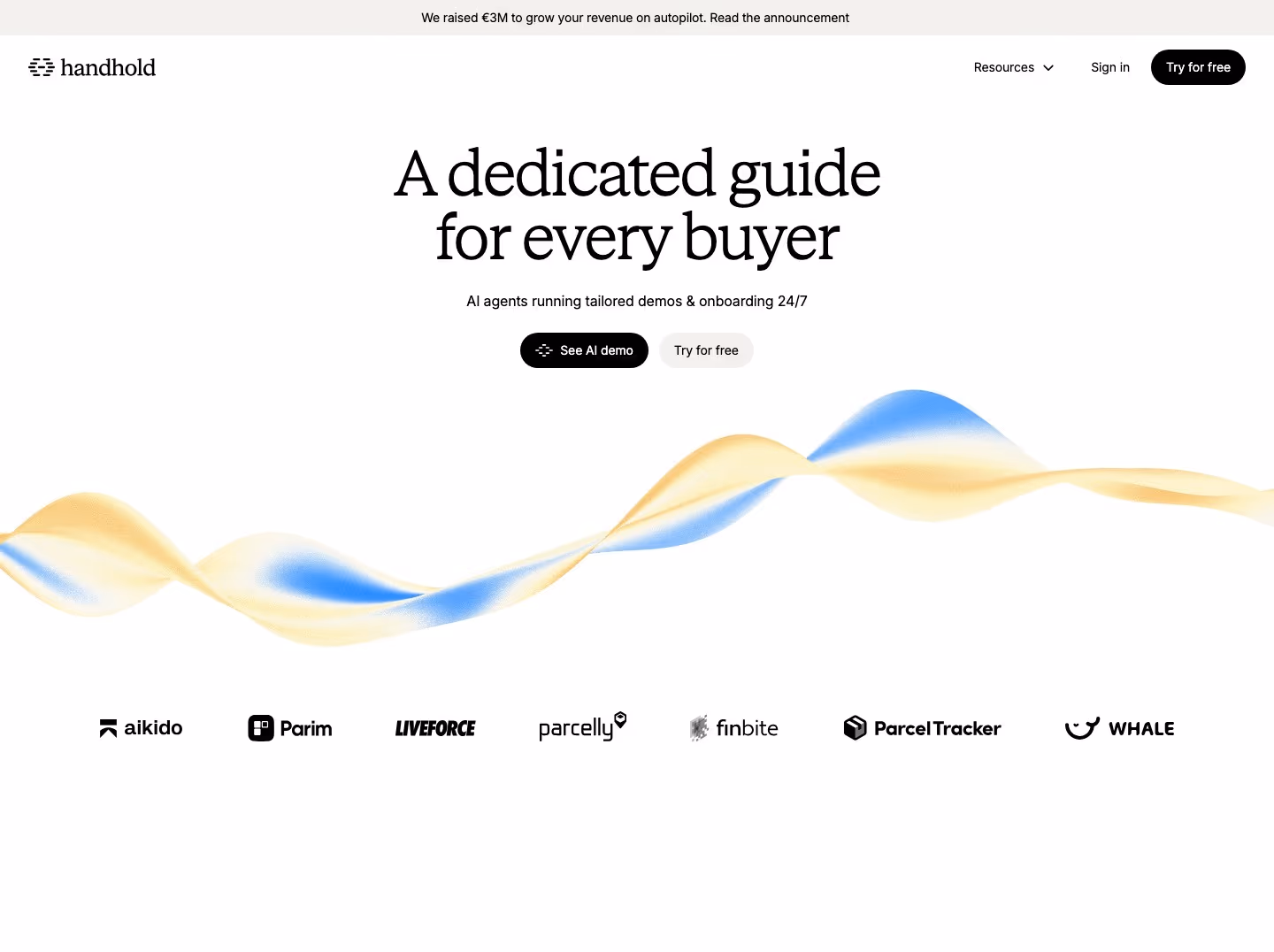 Handhold landing page design — Sales & Support