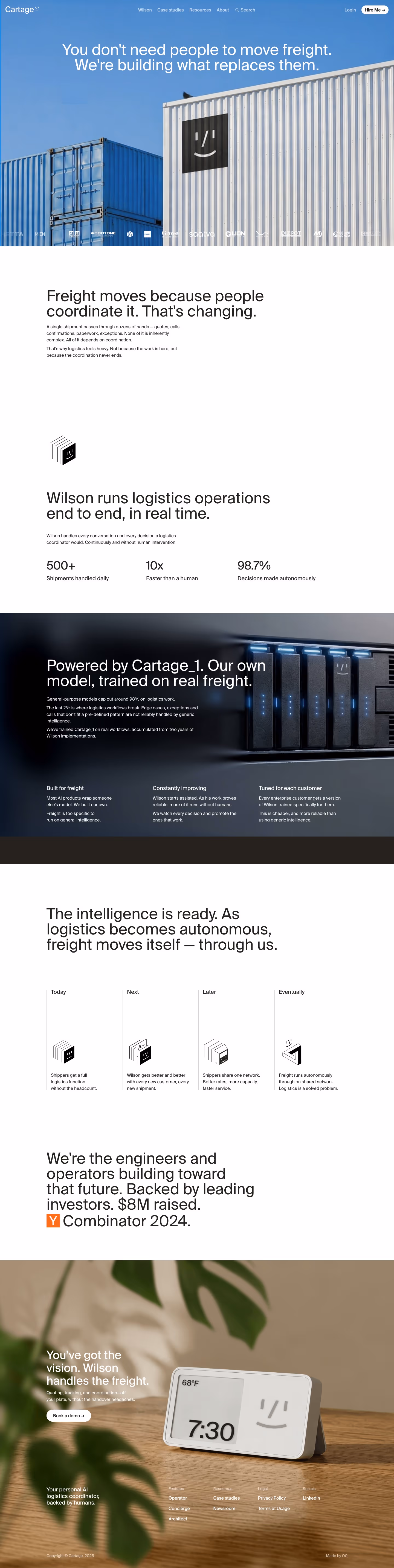 Cartage About Us section design