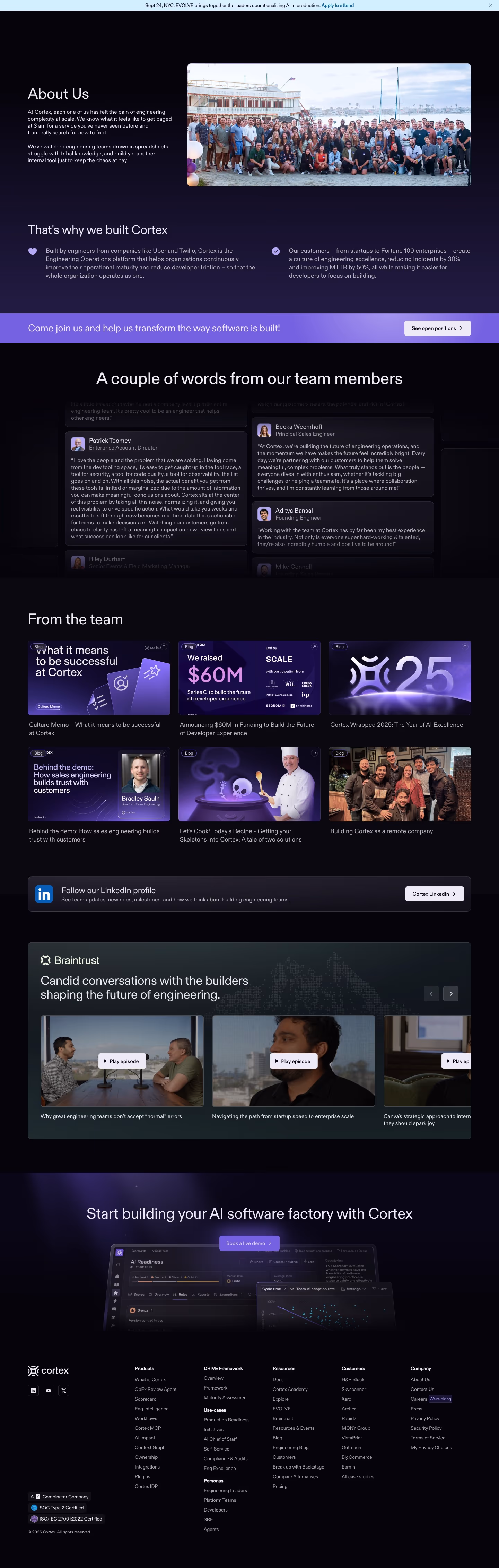 Cortex About Us section design