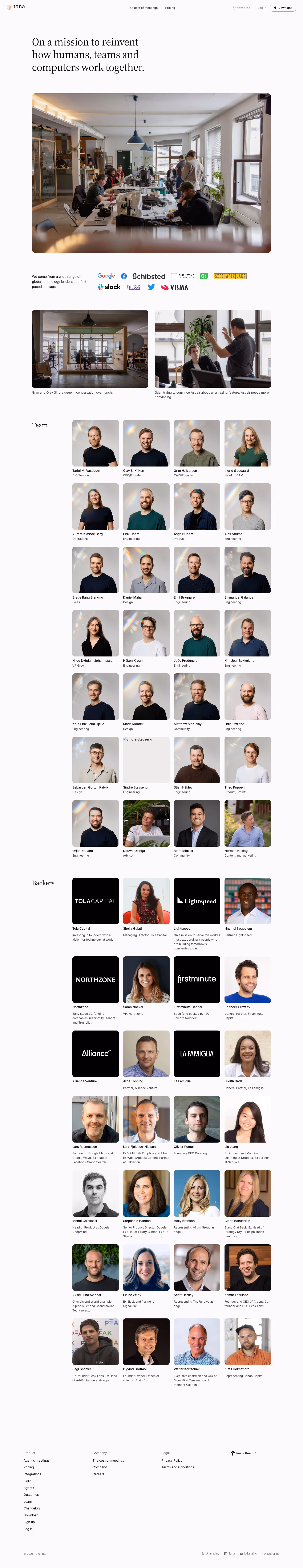 Tana about us design — Sales & Support