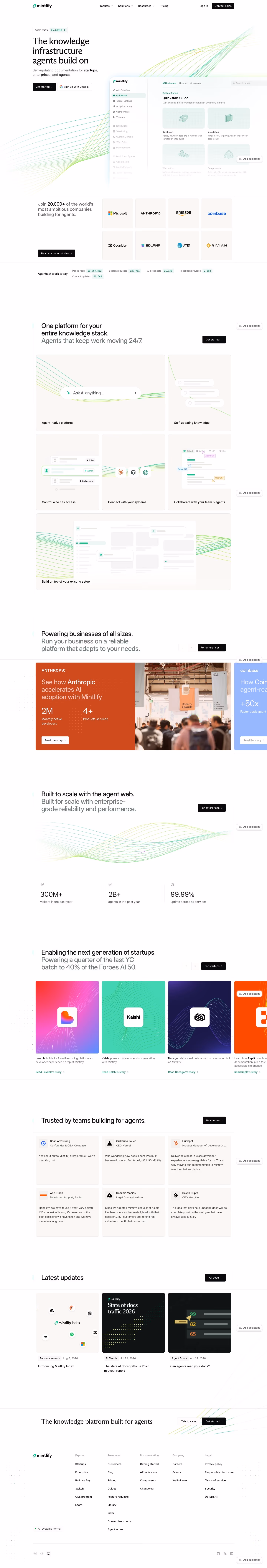 Mintlify landing page design — Developer Tools