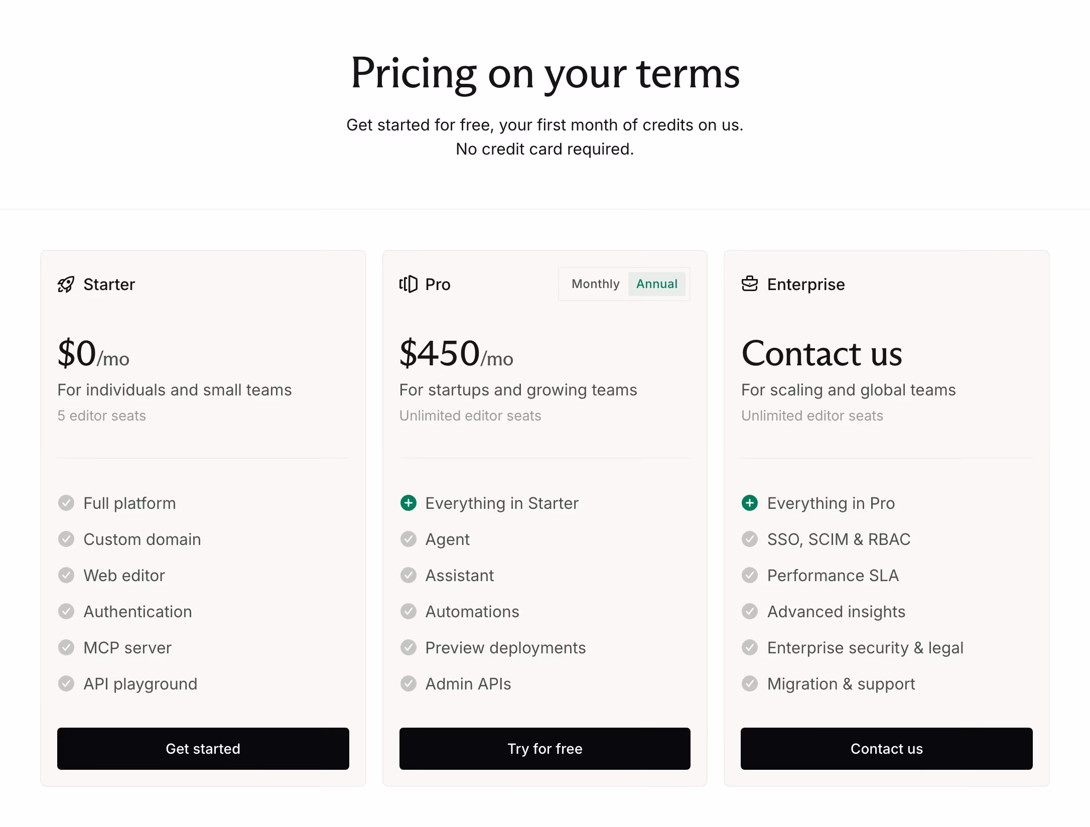 Mintlify Pricing section design