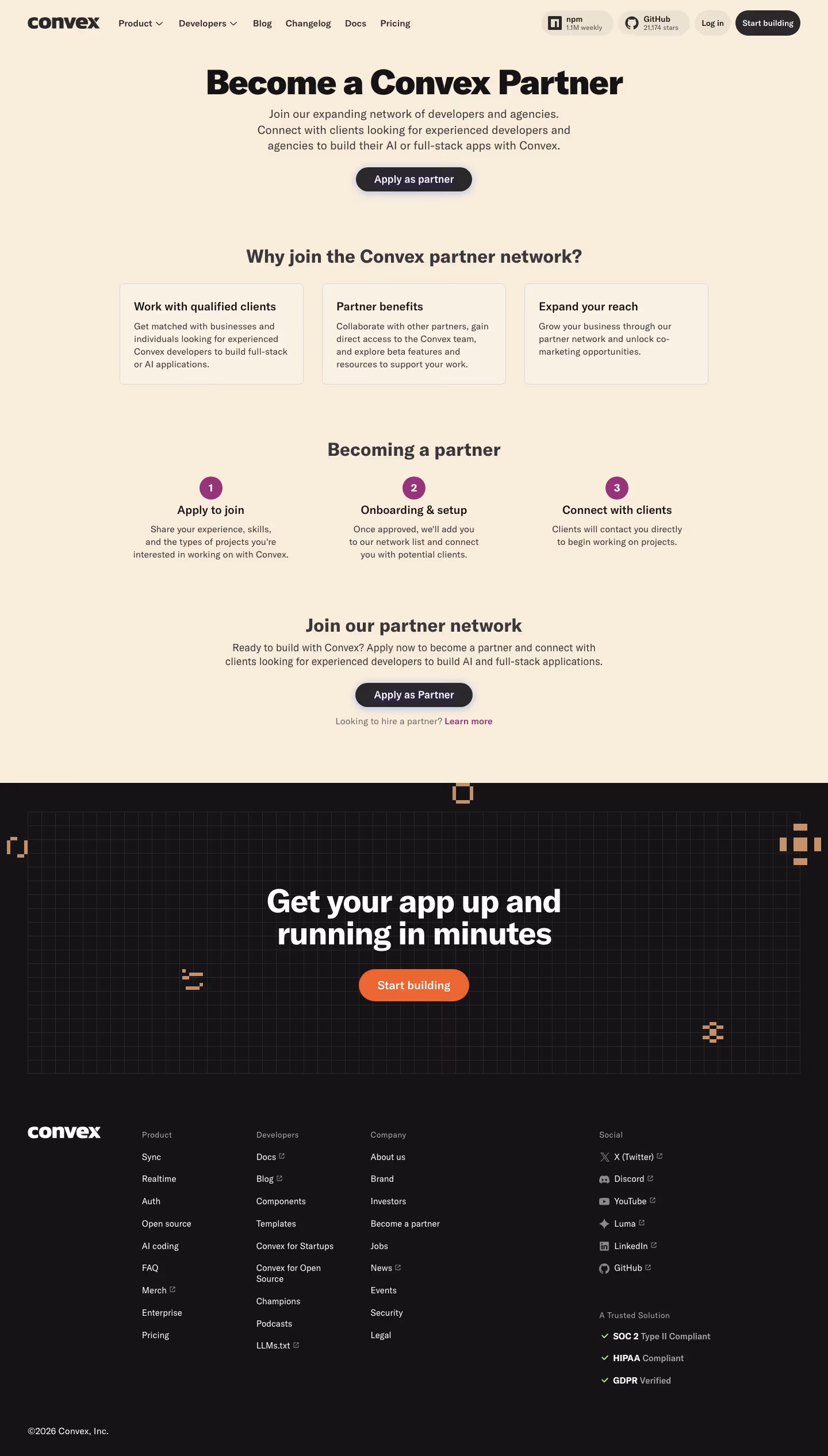 Convex affiliate page design — Infrastructure