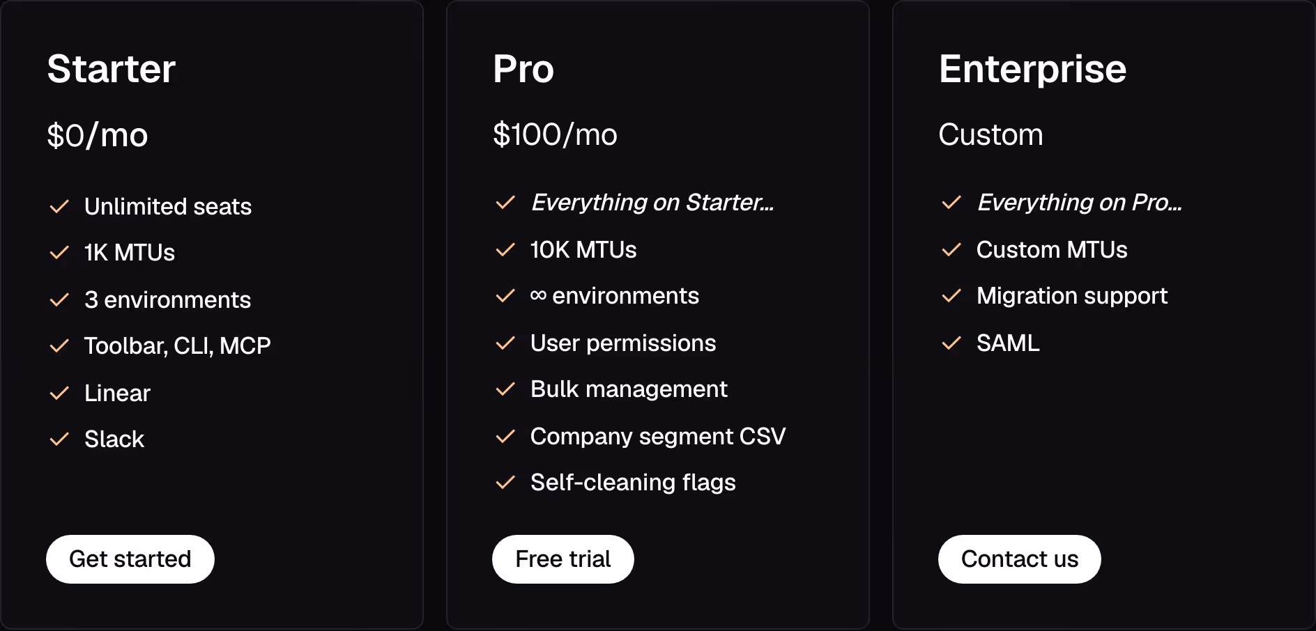 Bucket Pricing section design