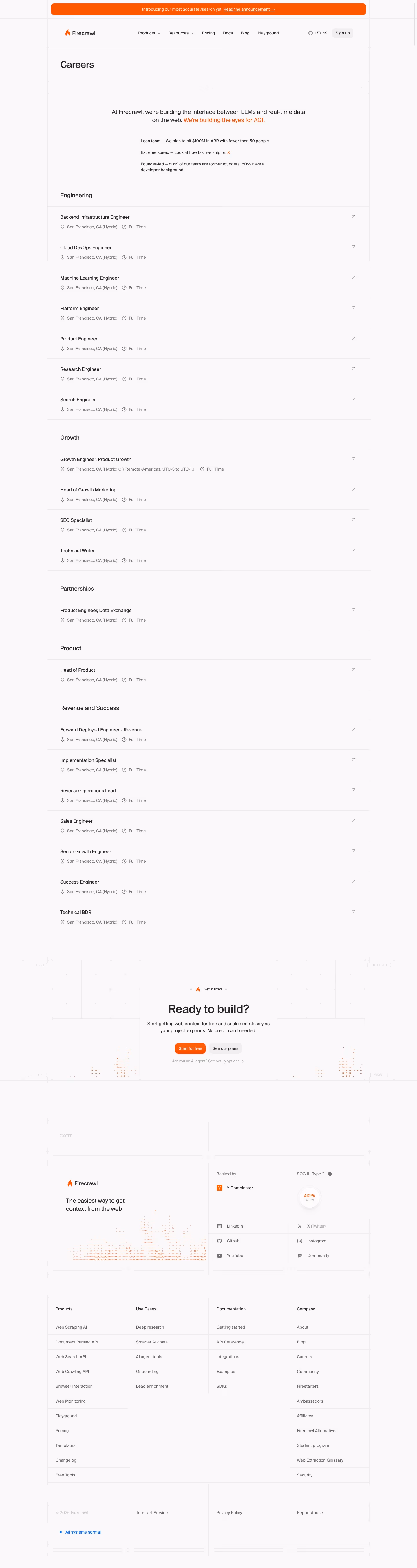 Firecrawl Careers pages section design