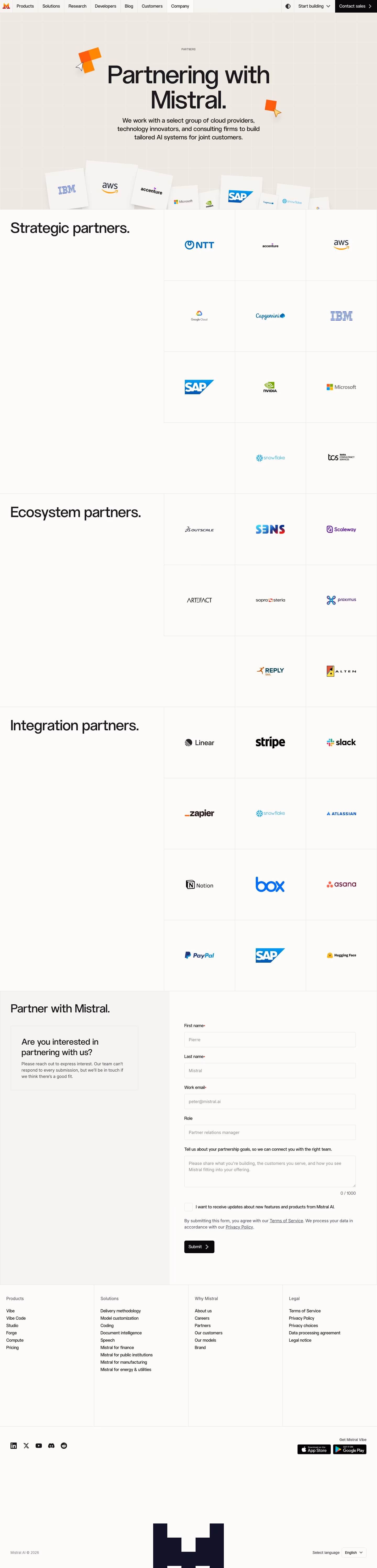 Mistral Affiliate pages section design