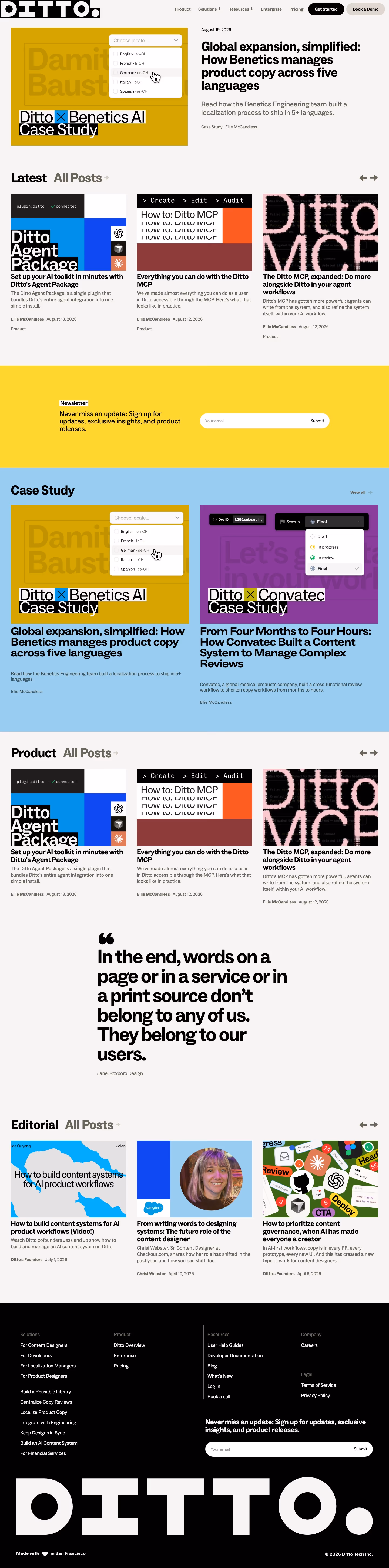 Dittowords Blog pages section design