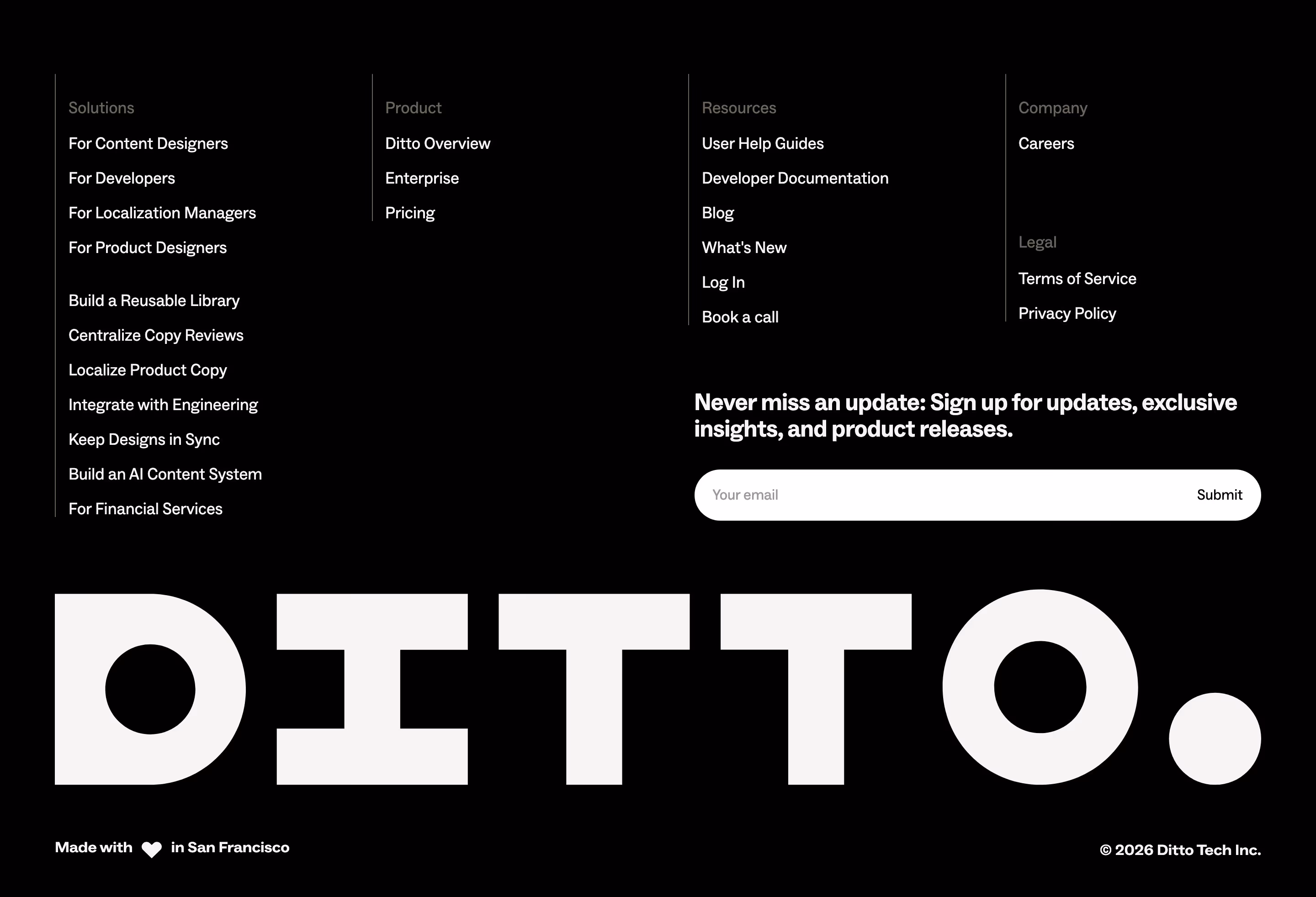 Dittowords Footers section design