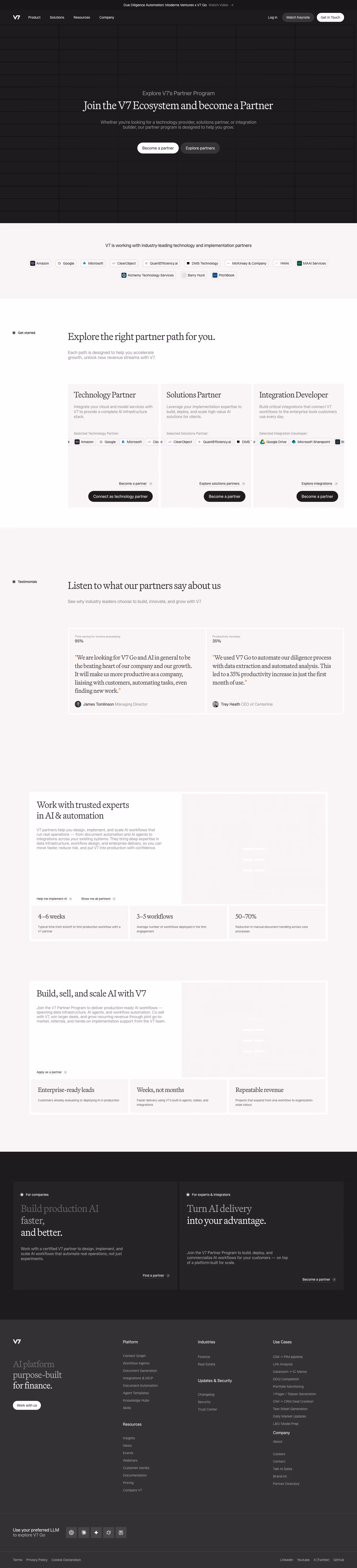 V7labs Affiliate pages section design