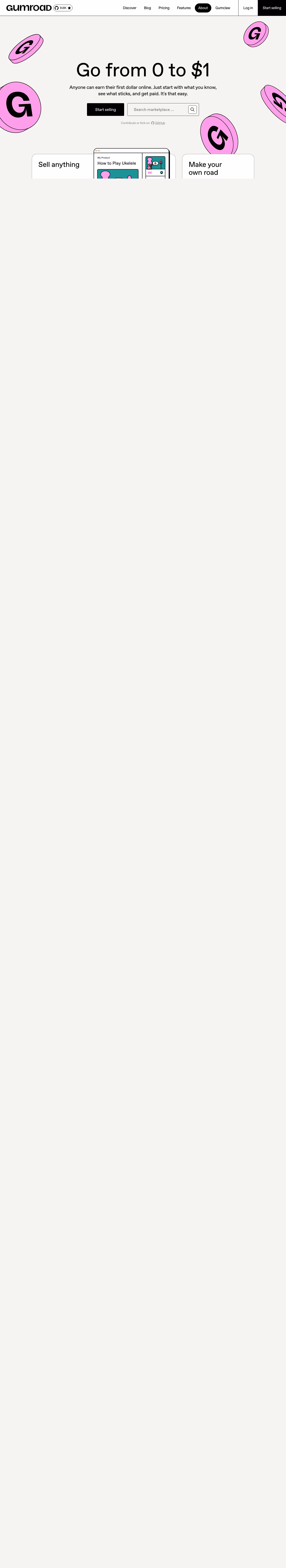 Gumroad About Us section design