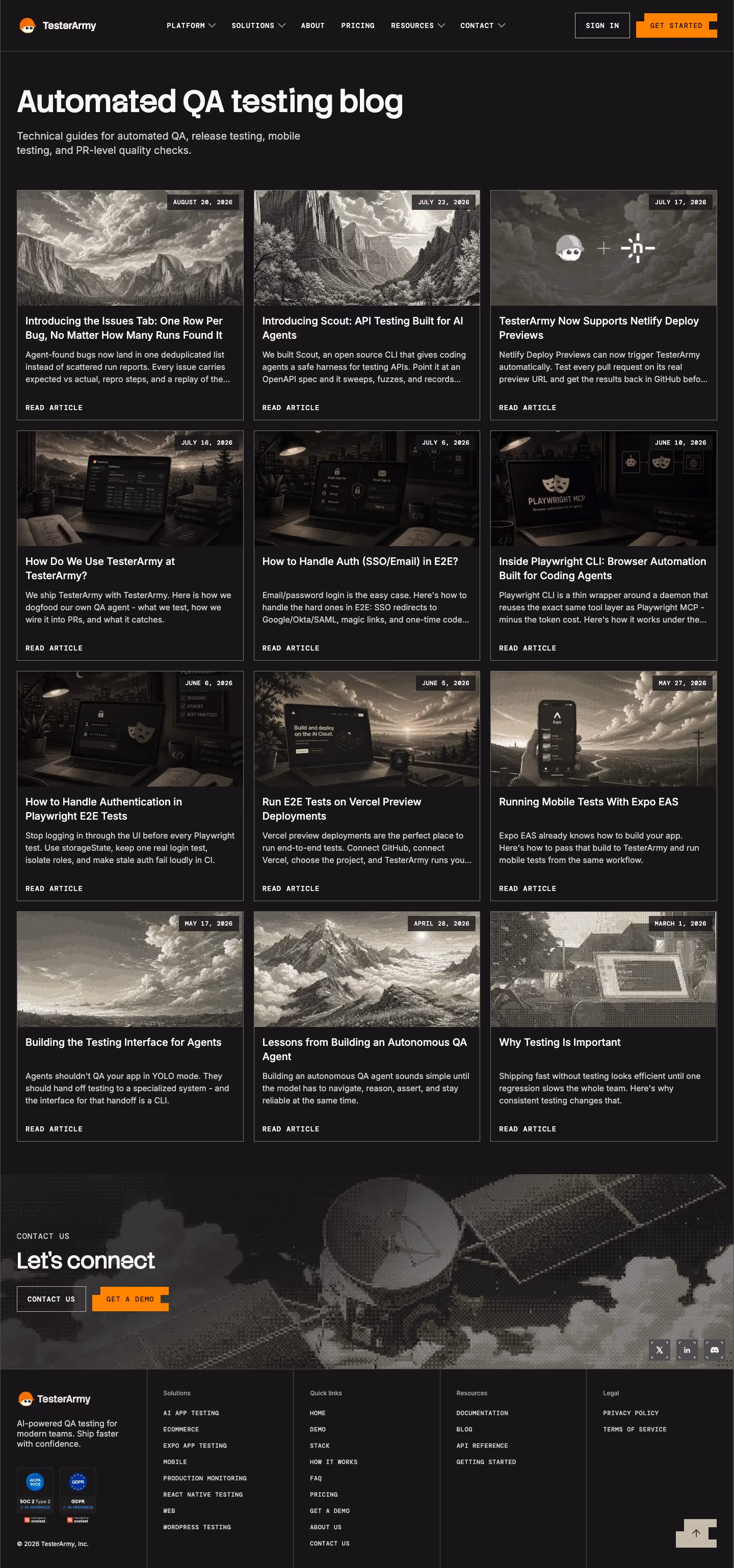 Tester Blog pages section design