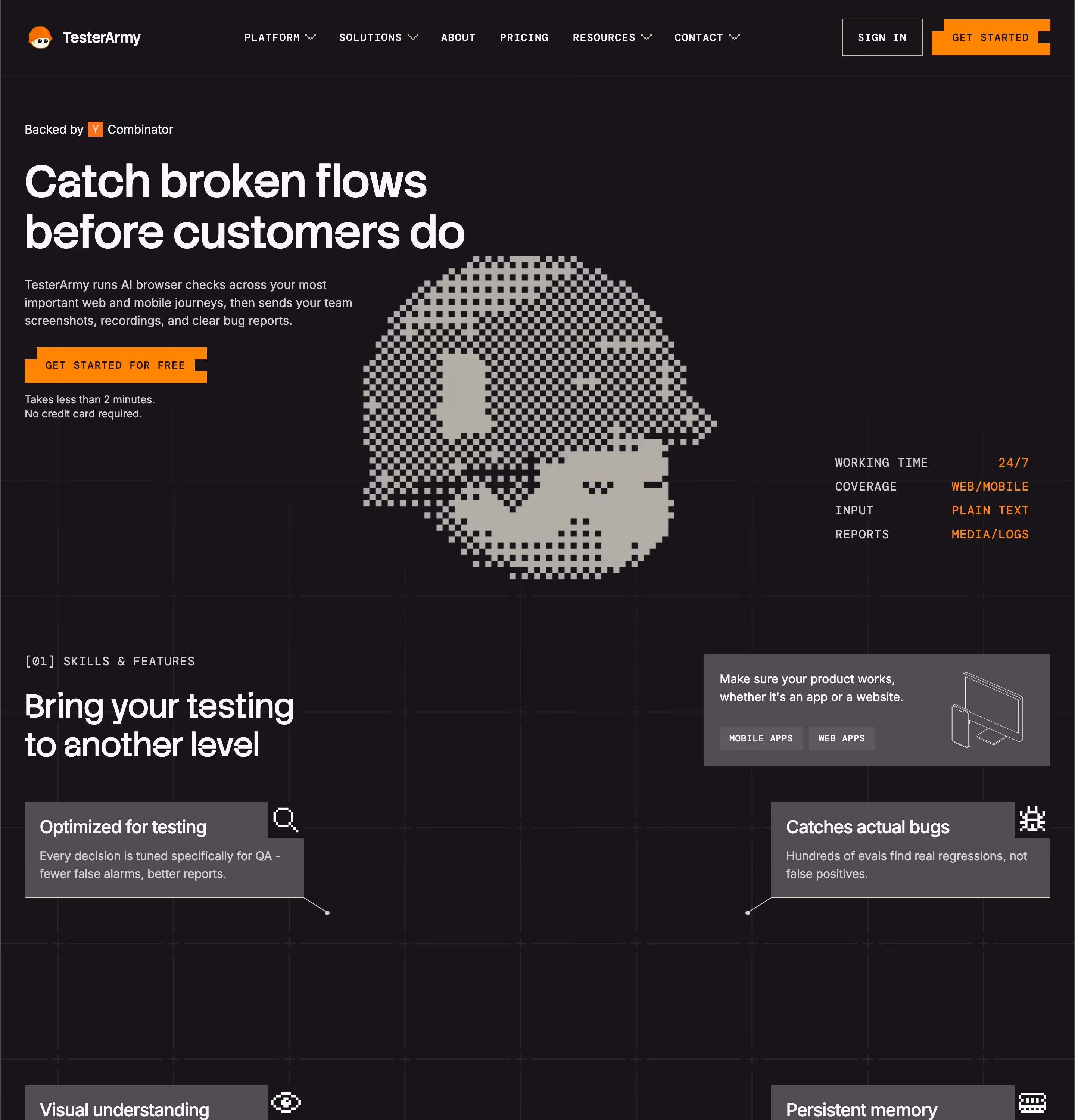 Tester Heroes section design