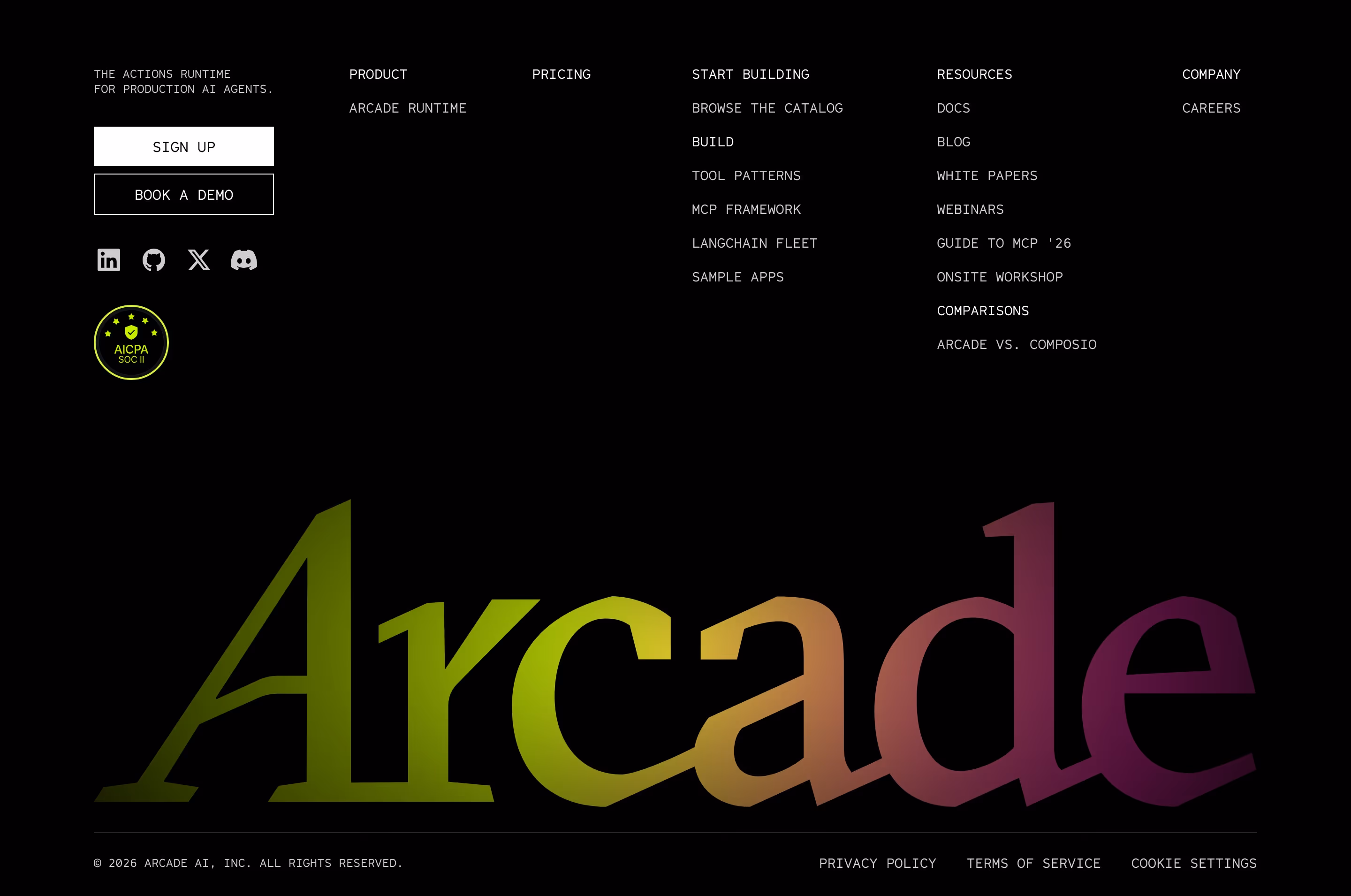 Arcade Footers section design