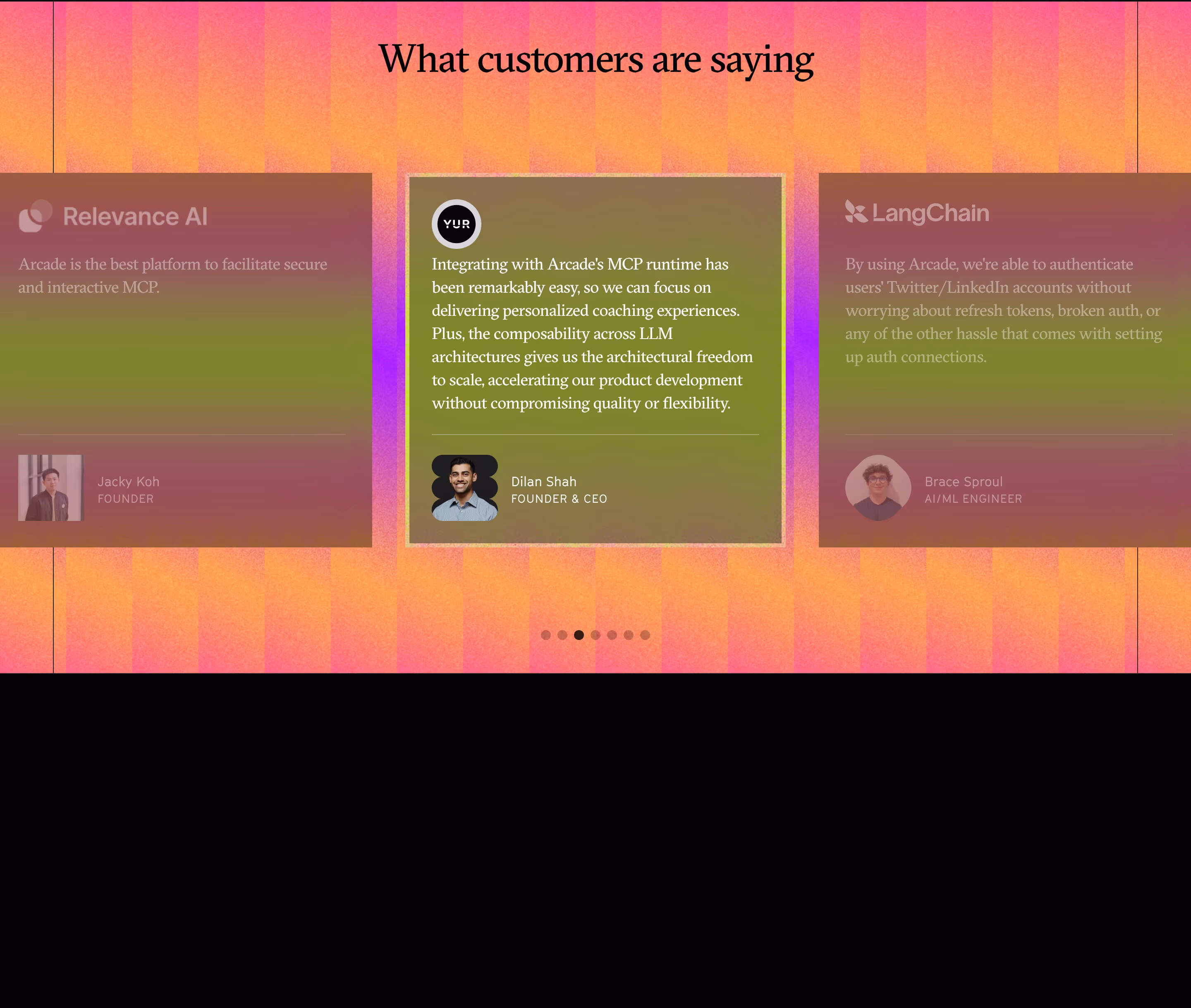 Arcade testimonial design — Developer Tools
