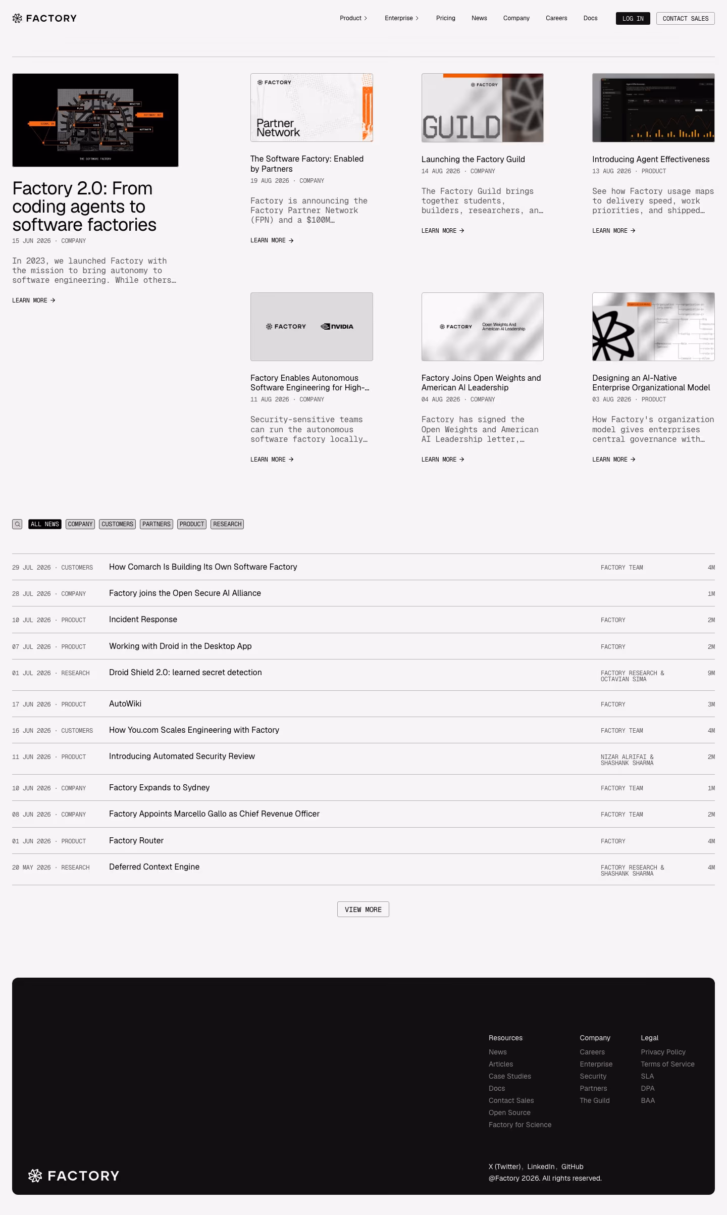 Factory Blog pages section design