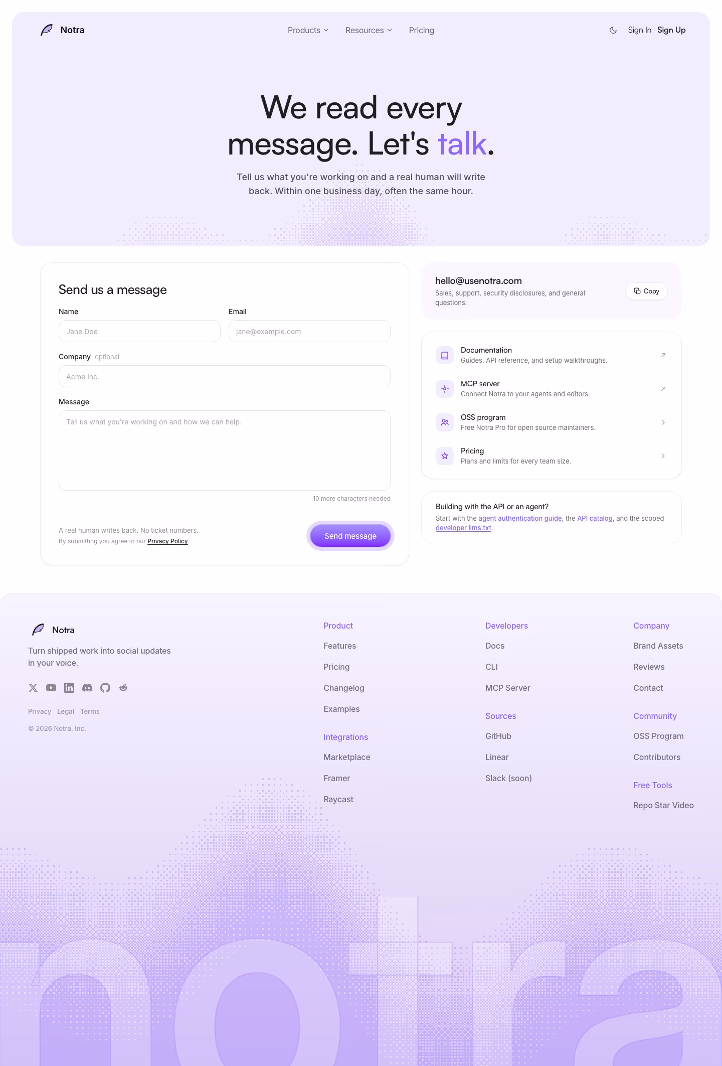 Usenotra Contact Us section design