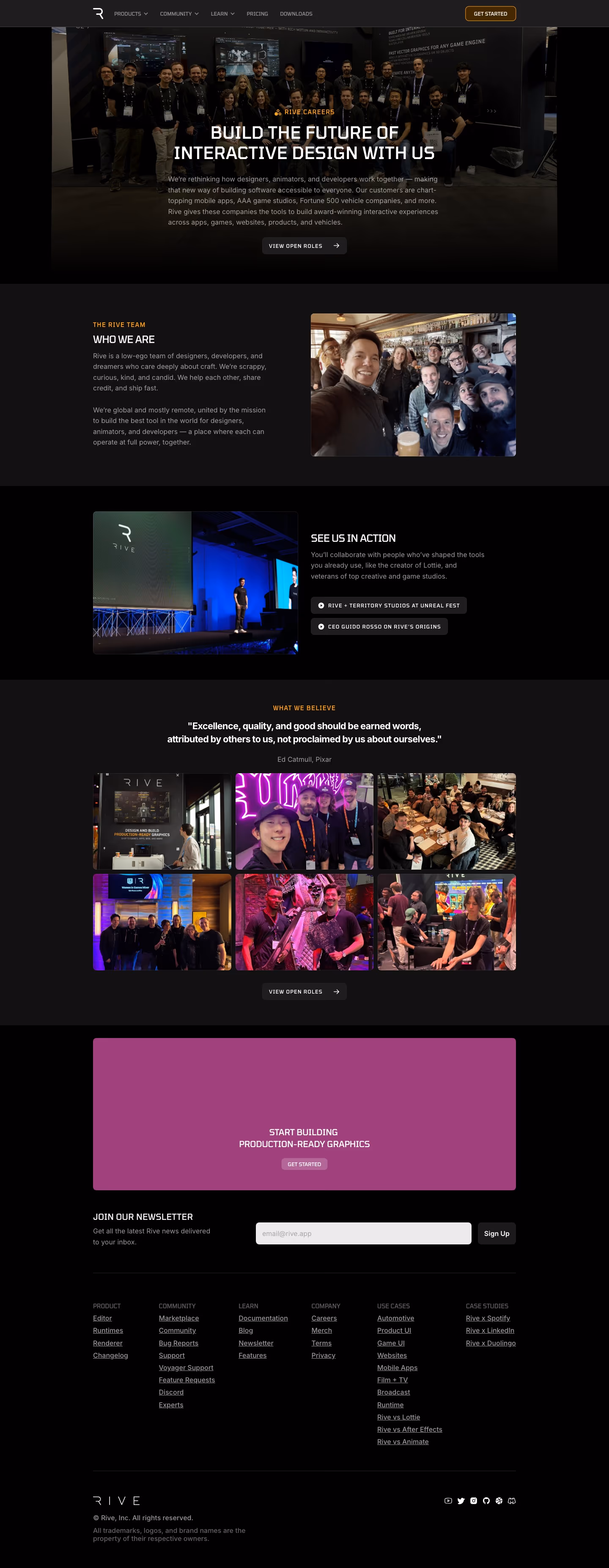 Rive Careers pages section design