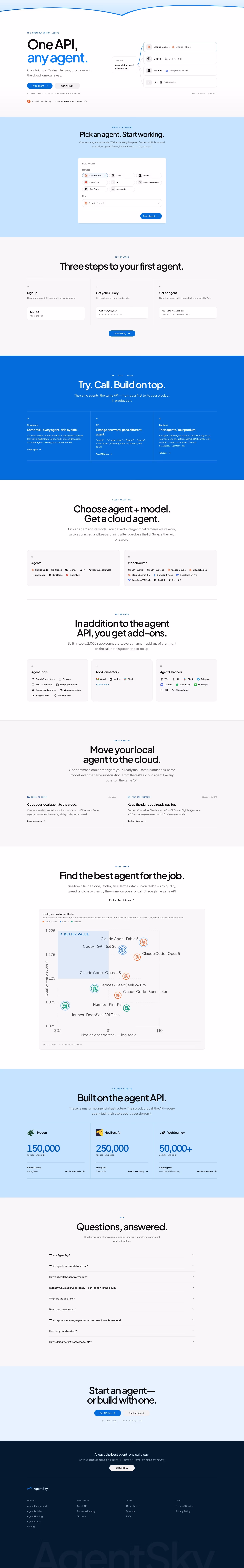 Agentsky landing page design — Developer Tools