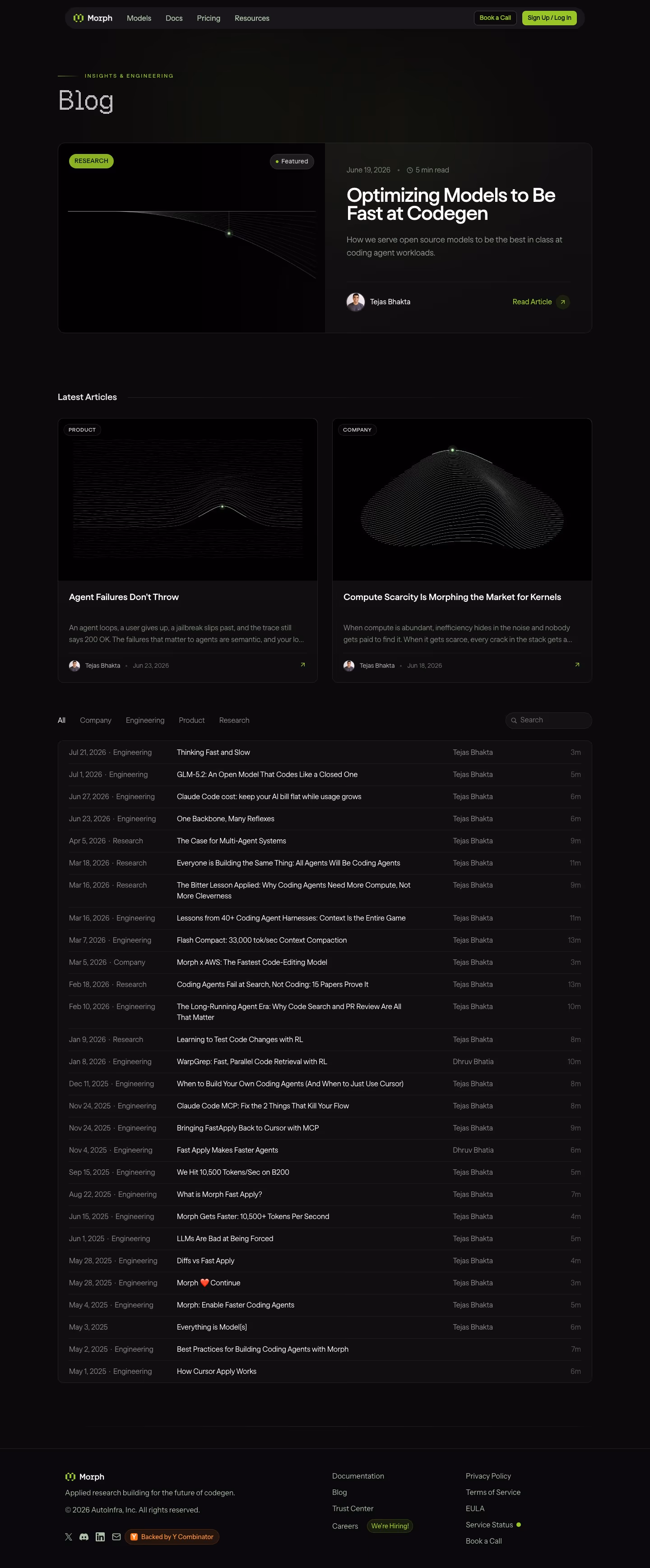Morphllm Blog pages section design