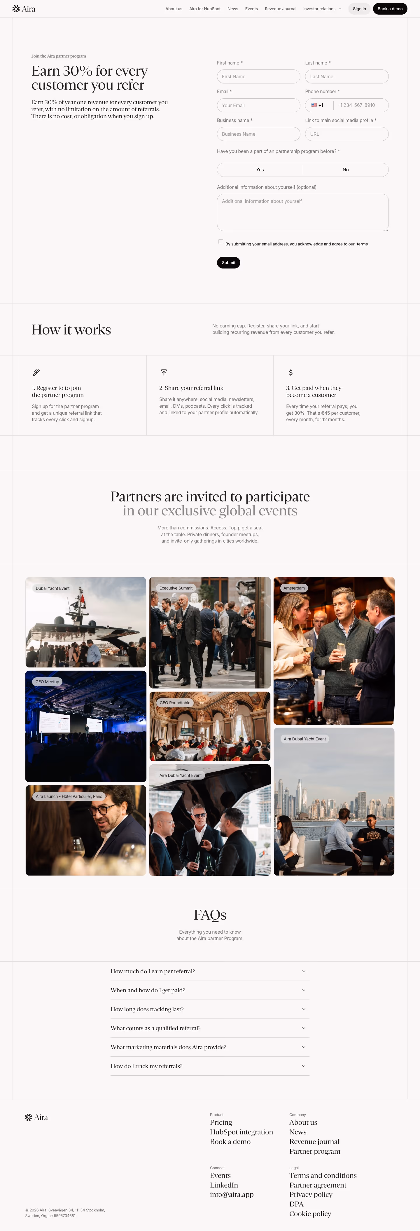 Aira affiliate page design — Sales & Support