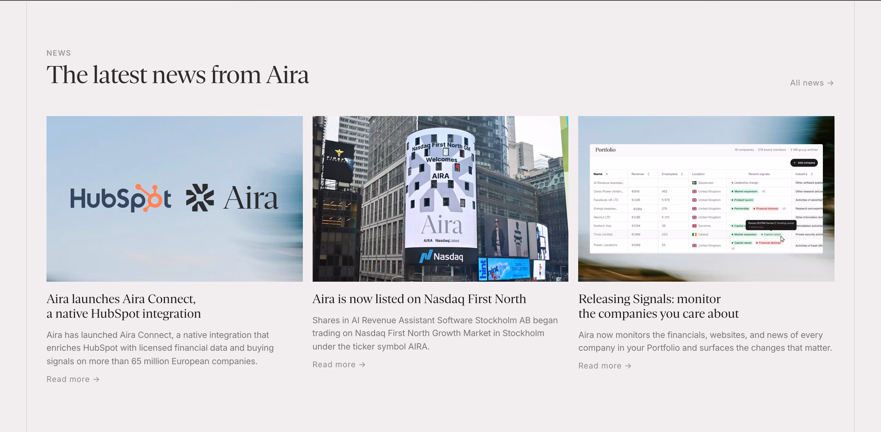 Aira Features section design