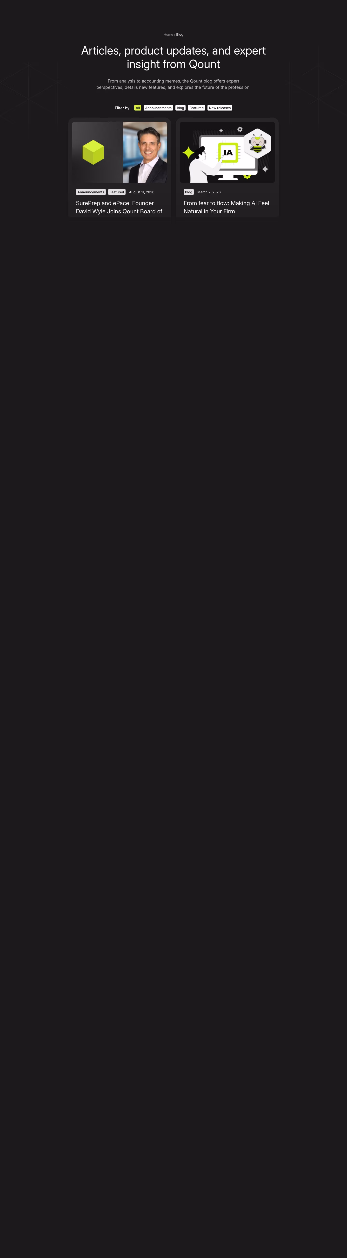 Qount Blog pages section design