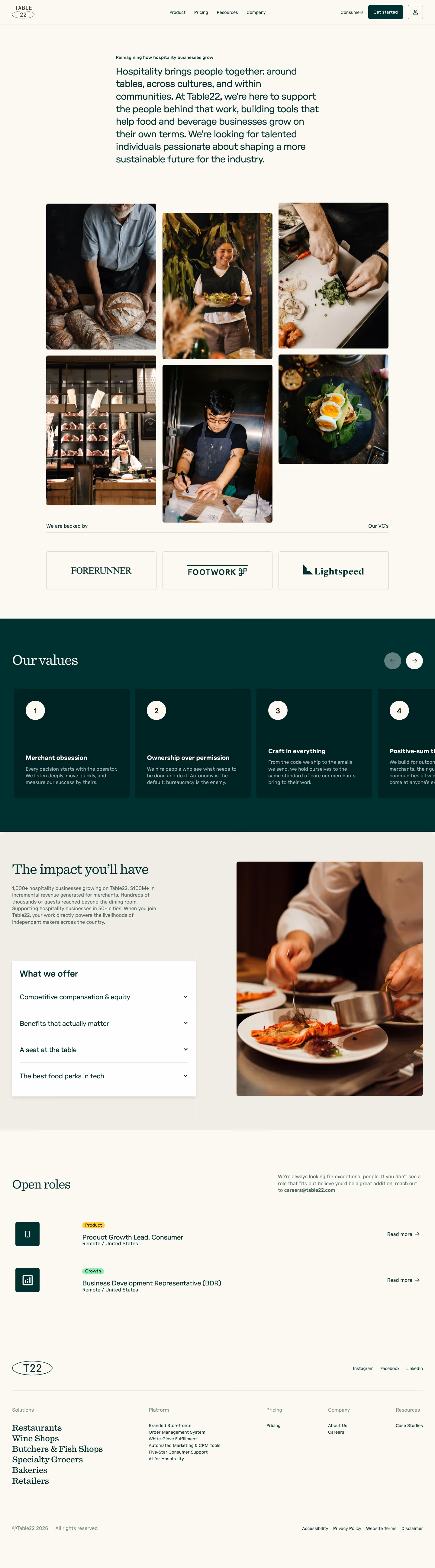 Table22 Careers pages section design