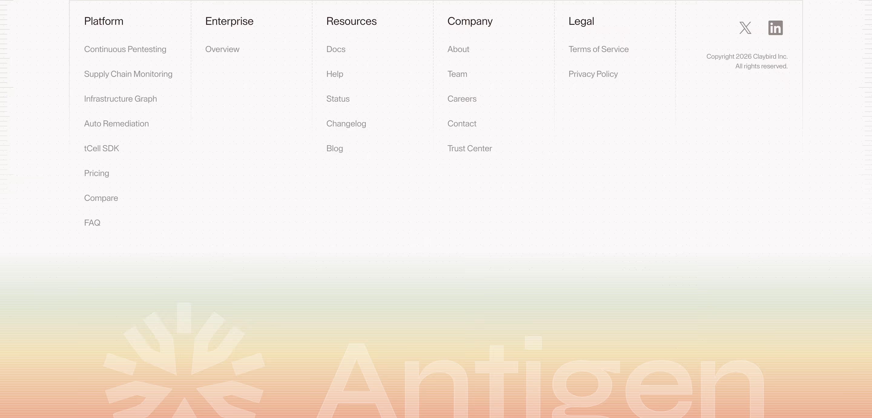 Antigen Footers section design