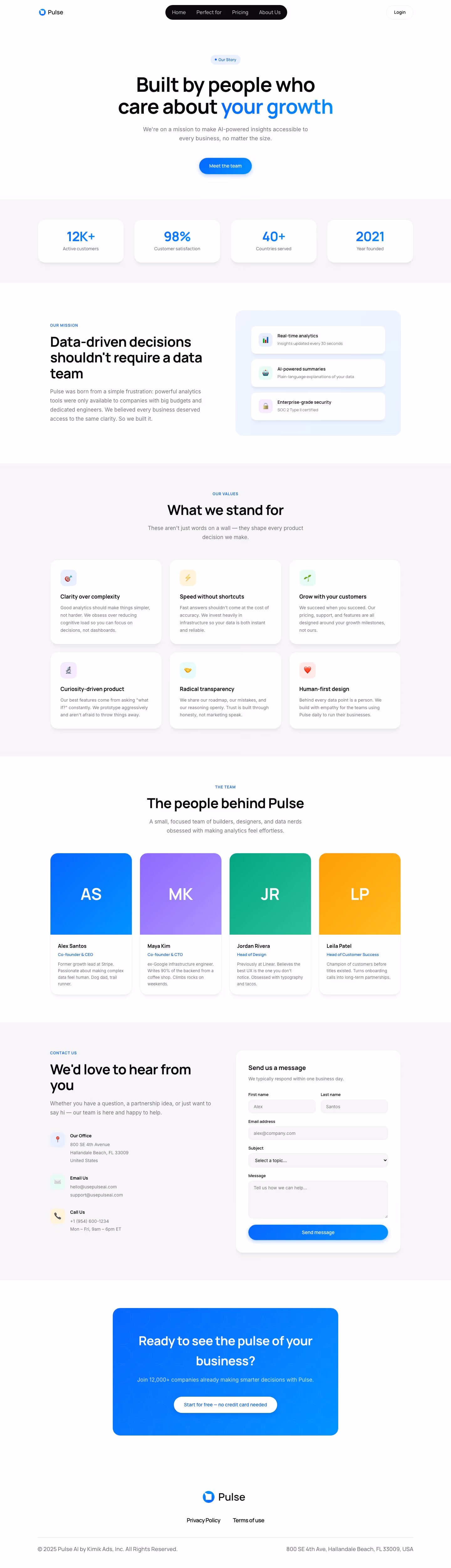 Usepulseai about us design — Analytics