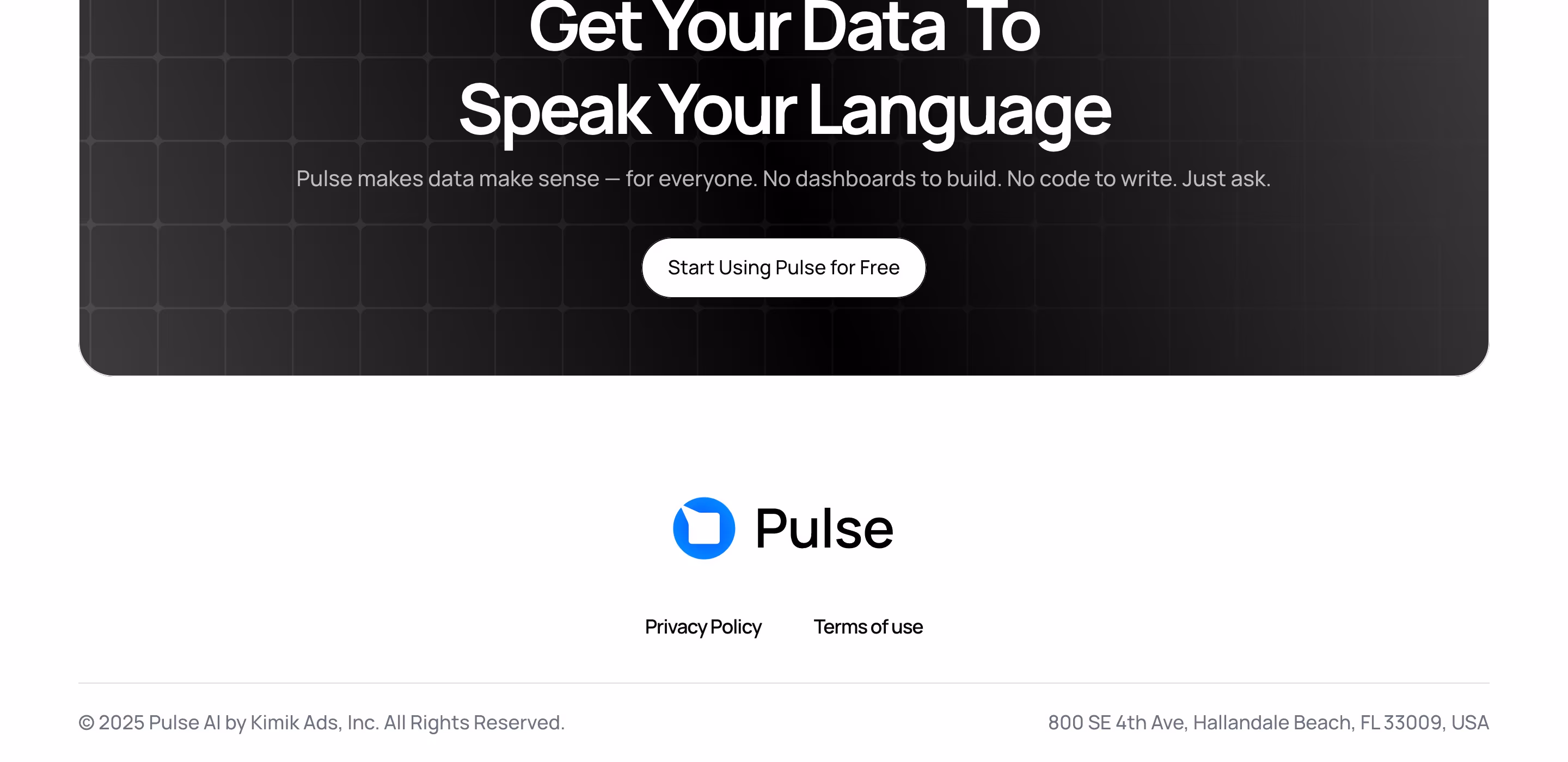 Usepulseai Footers section design
