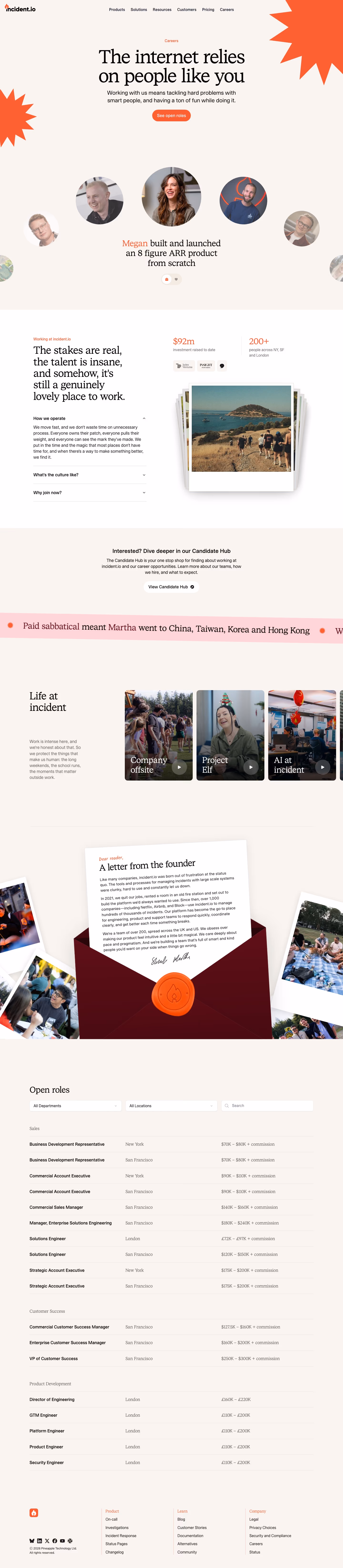 Incident careers page design — Infrastructure