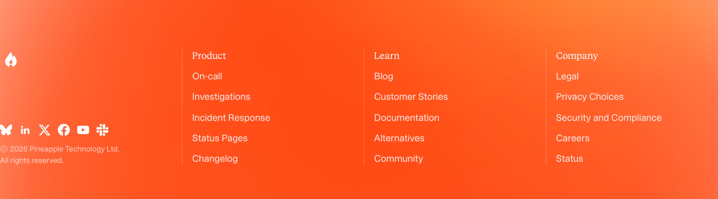 Incident Footers section design