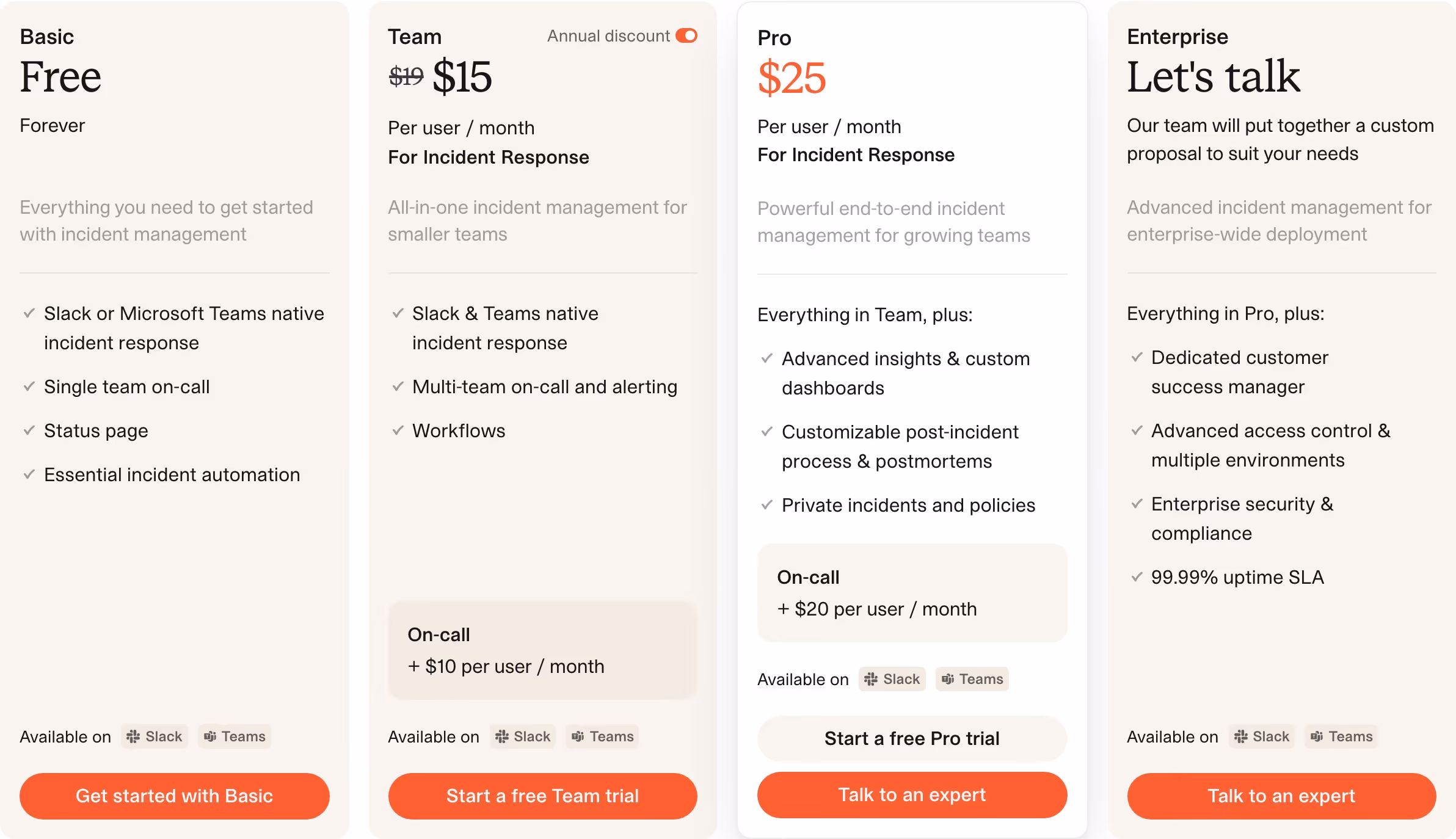 Incident pricing design — Infrastructure