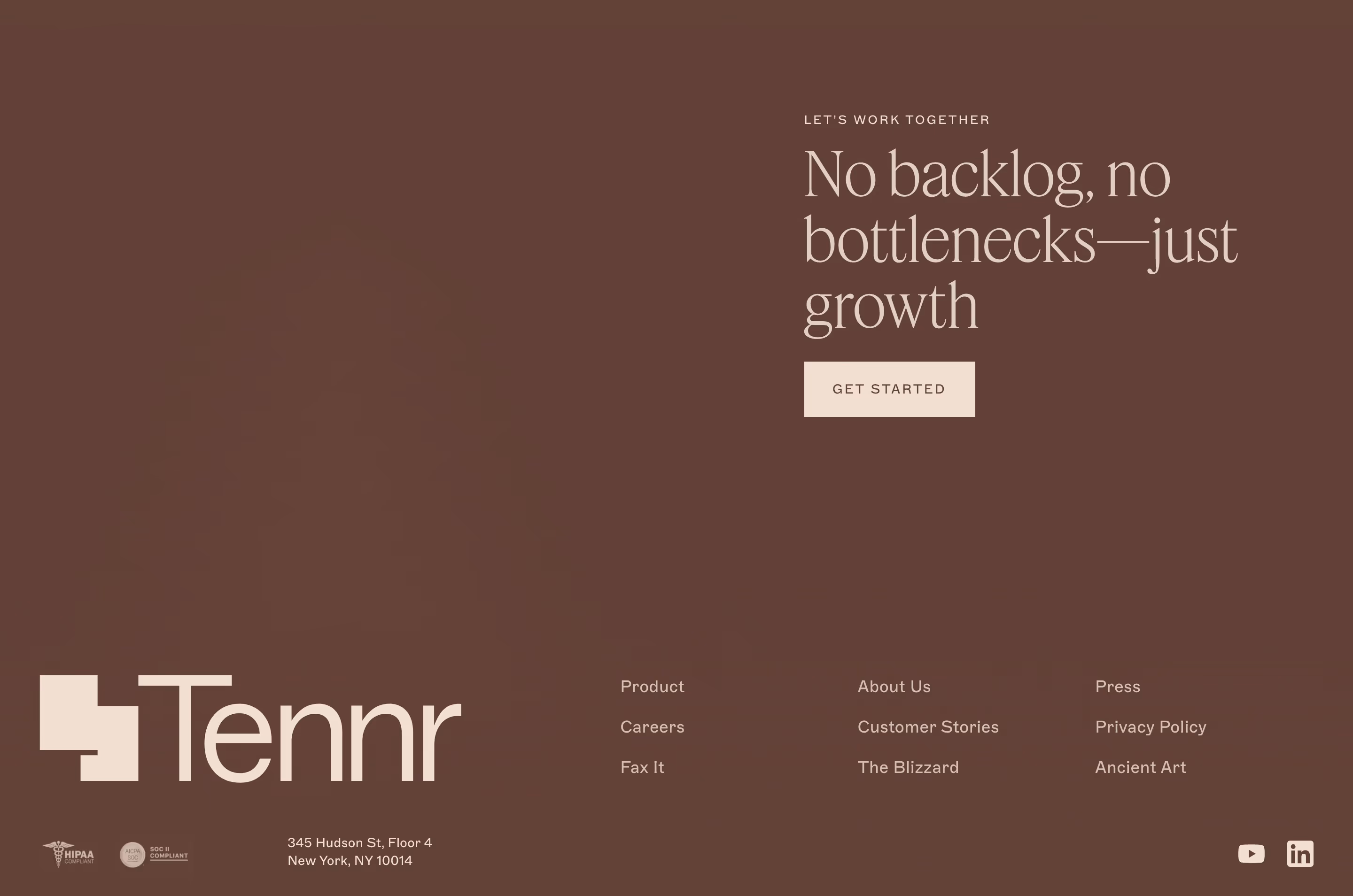 Tennr Footers section design
