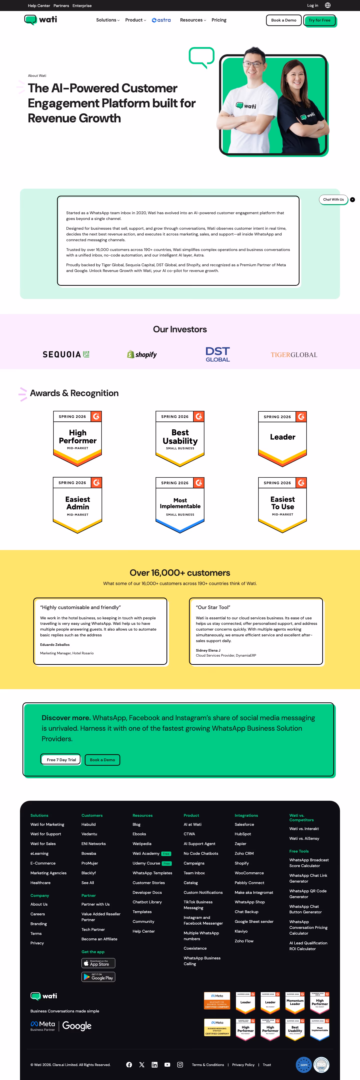 Wati About Us section design