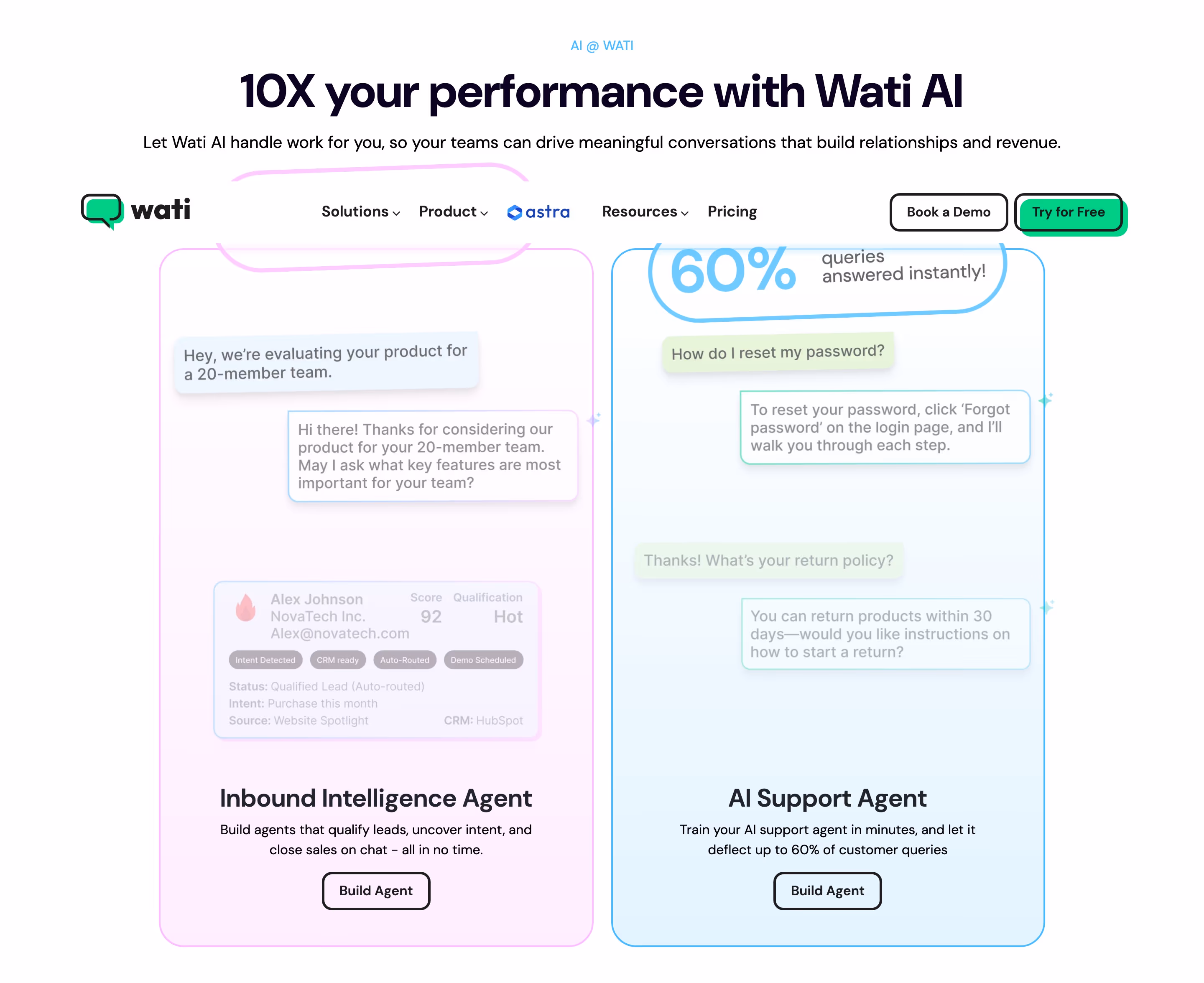 Wati Features section design
