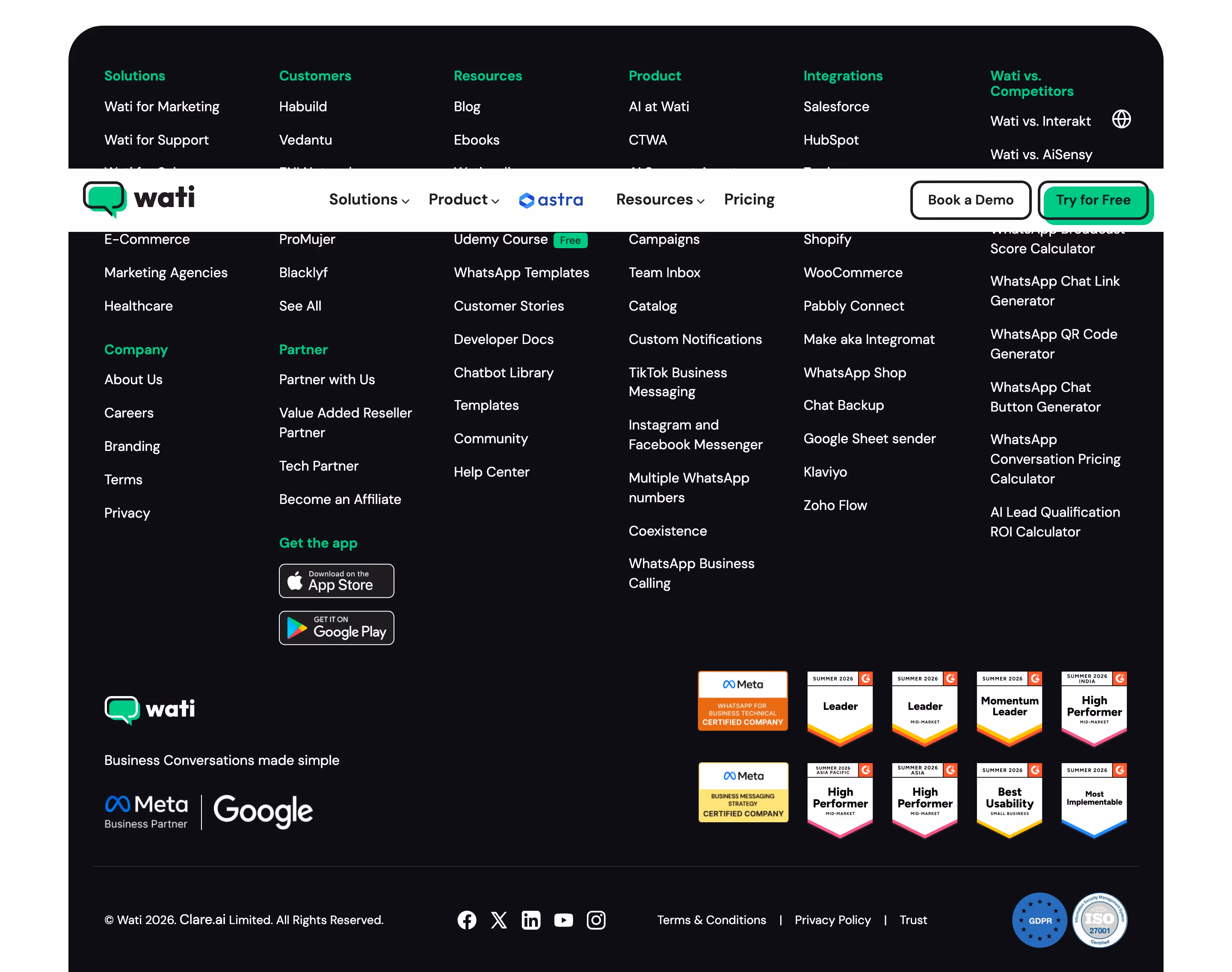 Wati Footers section design