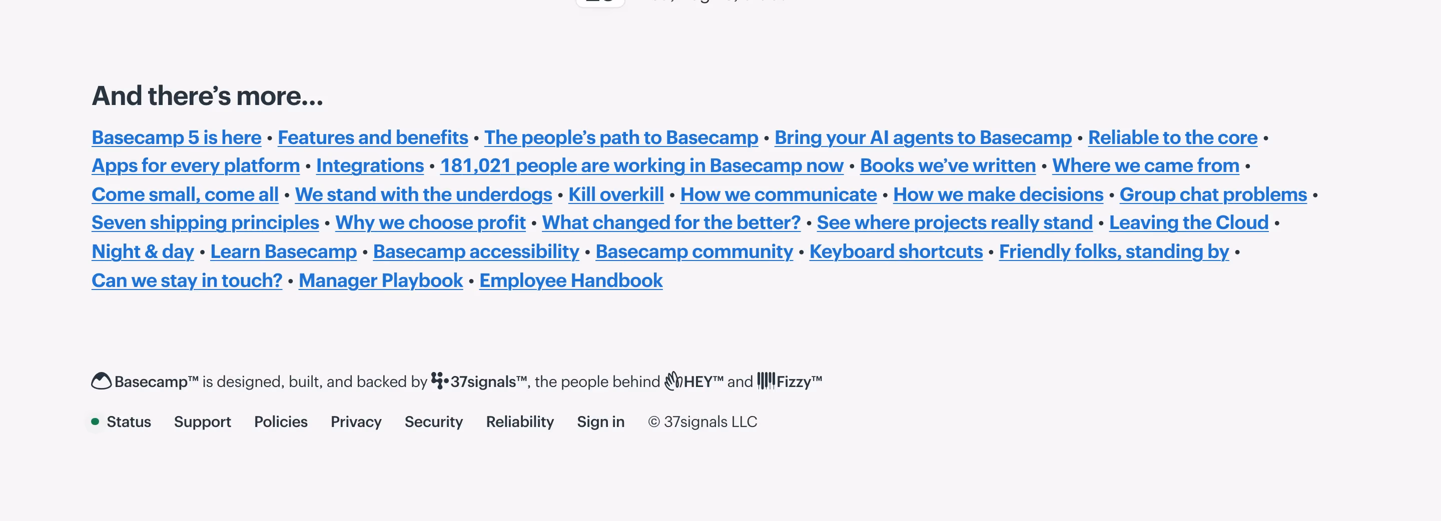 Basecamp Footers section design