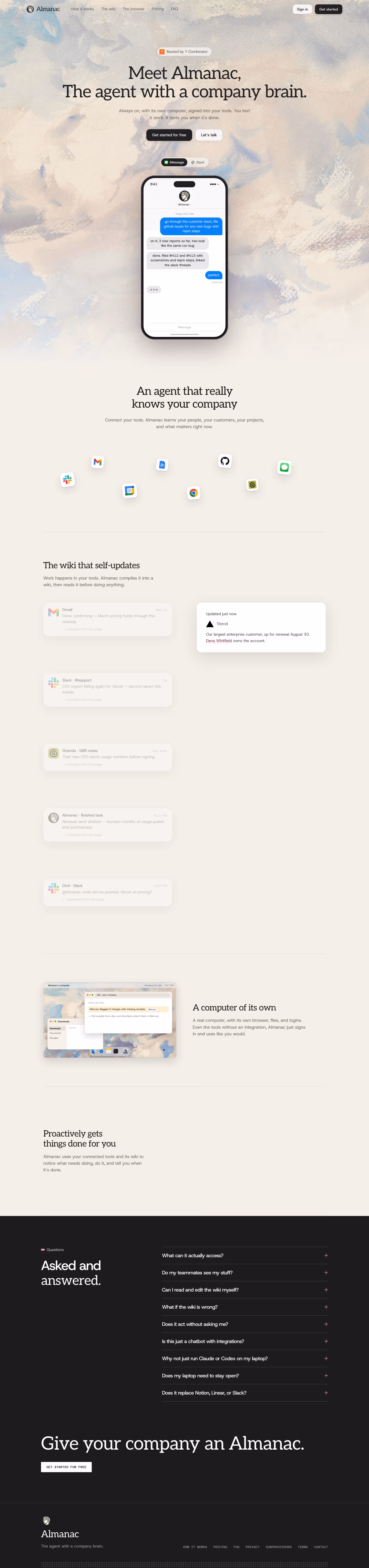 Usealmanac landing page design — Productivity