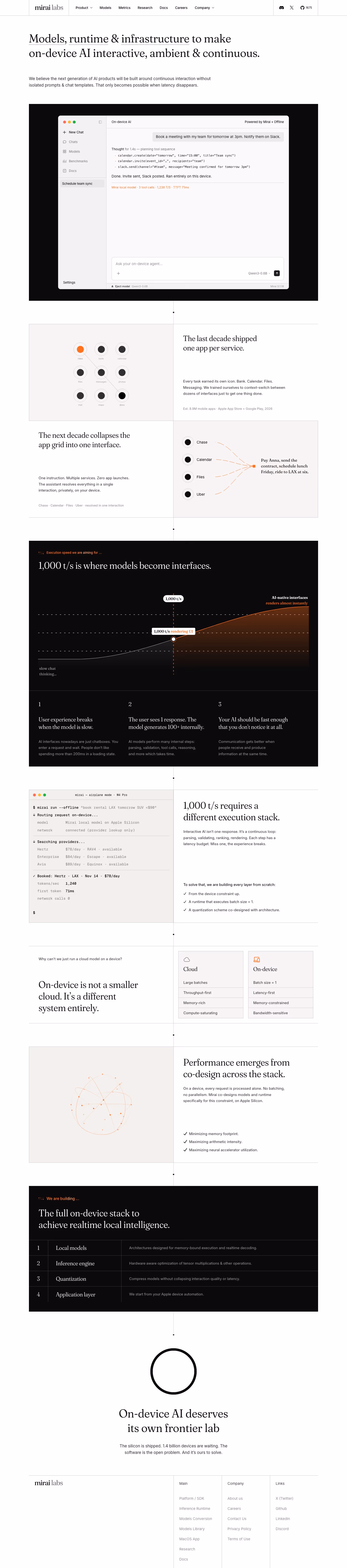 Mirai landing page design — Infrastructure