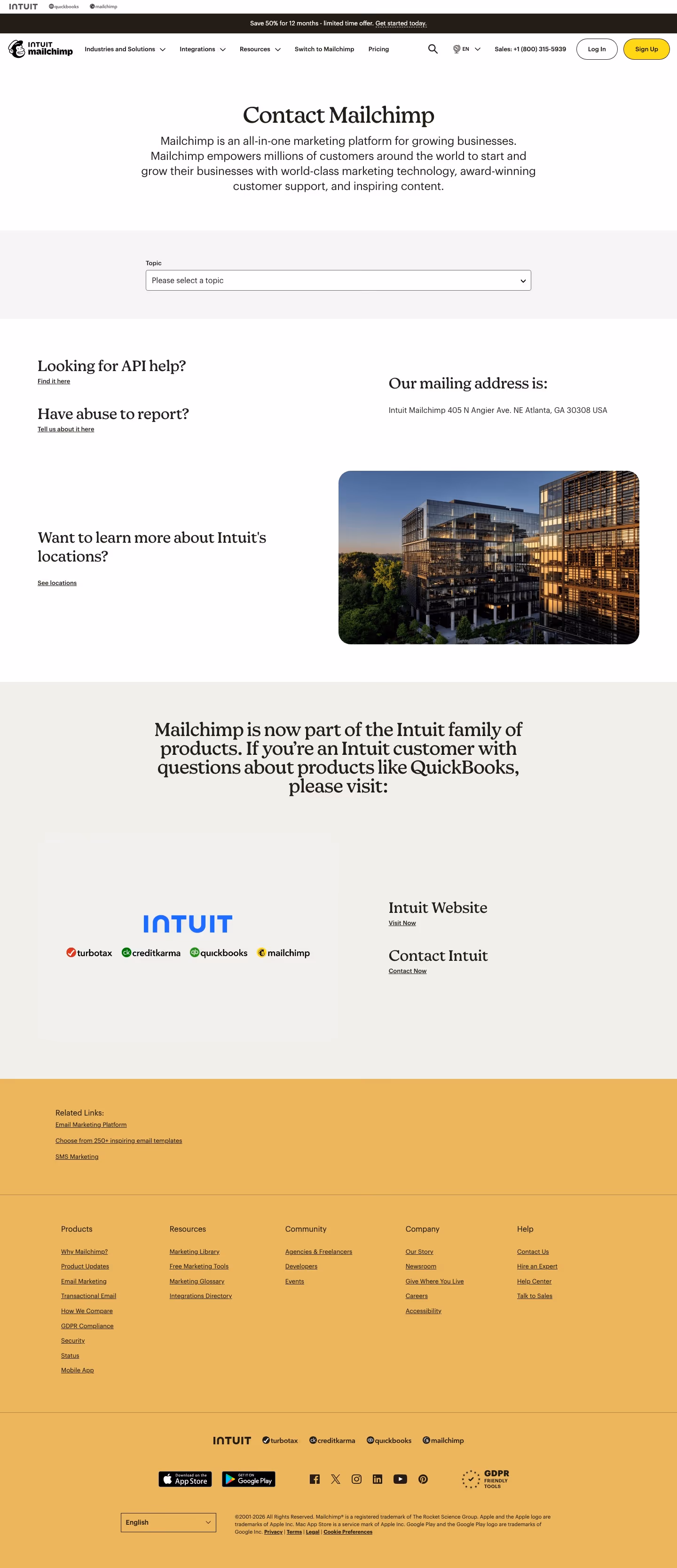 Mailchimp Contact Us section design